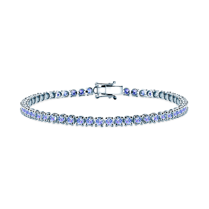 Tenisový náramek Luminy 3,2 mm: bílé zlato, tanzanity