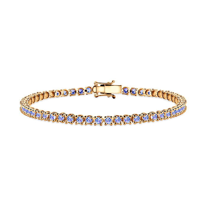Luminy tennis bracelet 3.2 mm: gold, tanzanites
