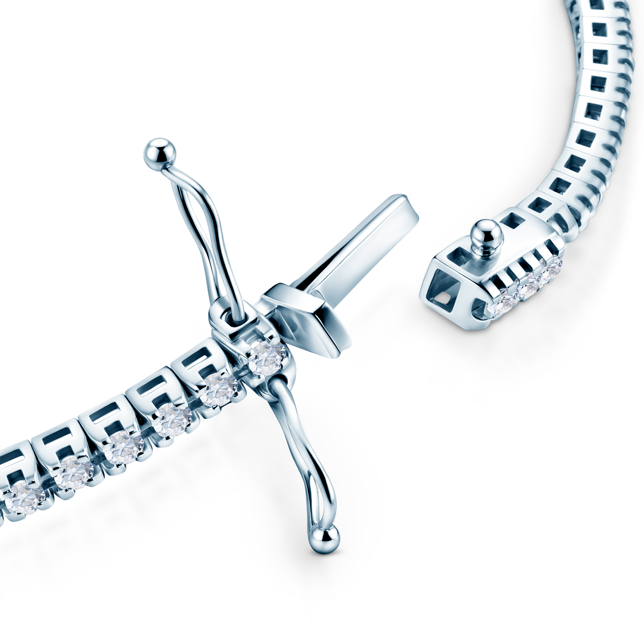 Tennisarmband Luminy 3,0 mm: Weißgold, weiße Saphire