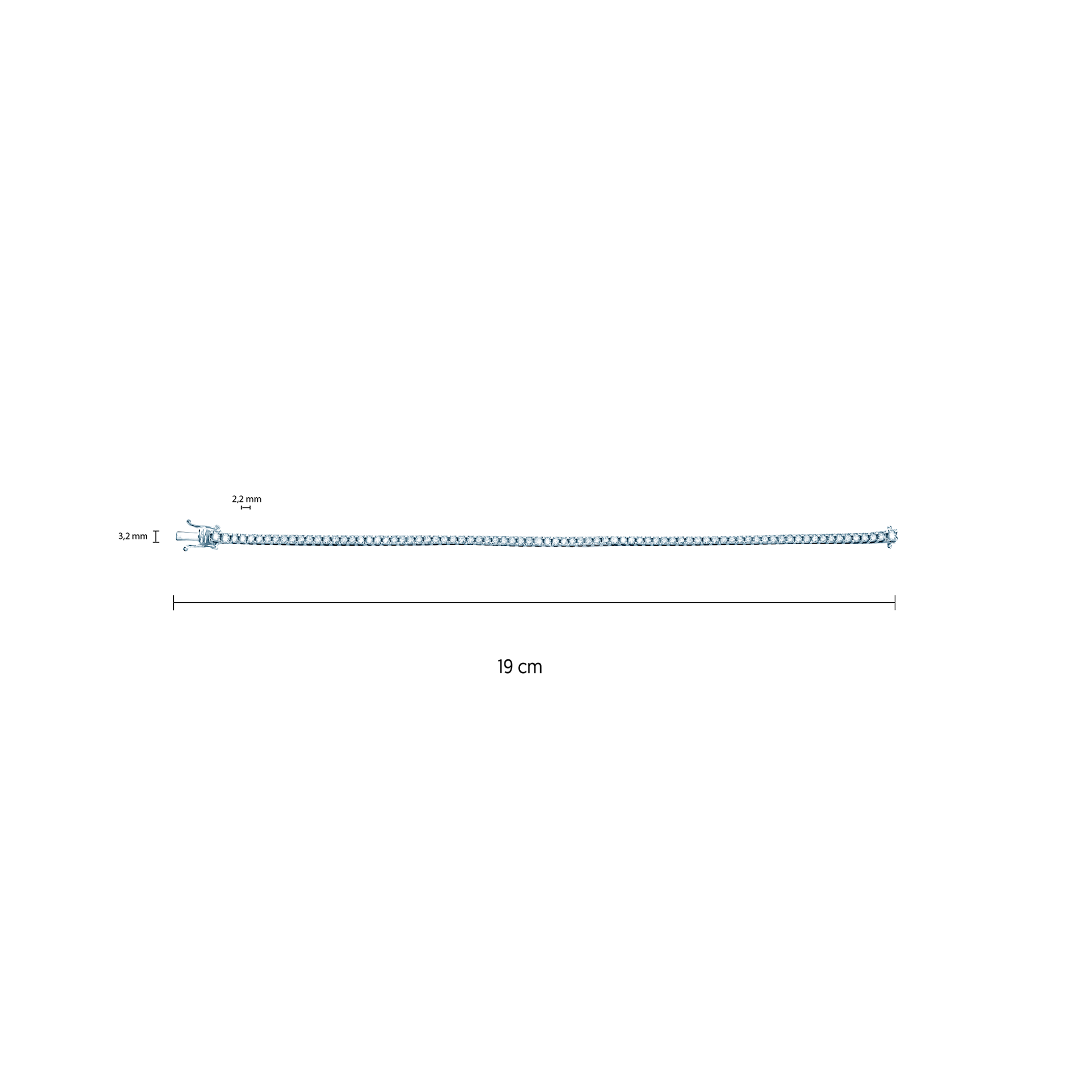 Tennisarmband Luminy 3,0 mm: Weißgold, weiße Saphire