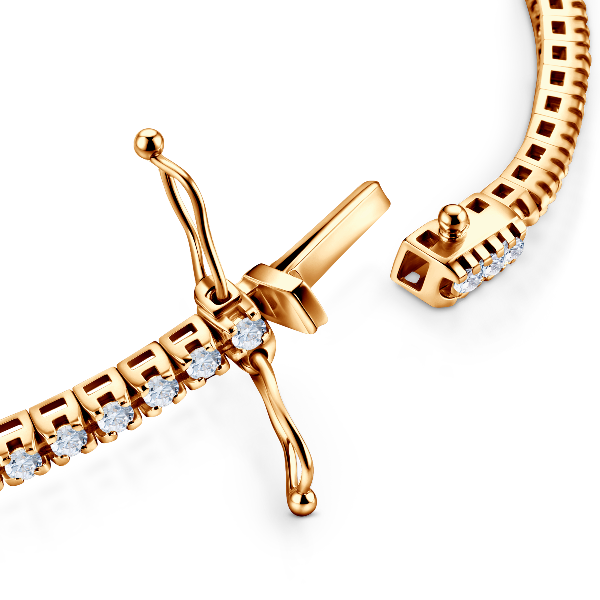 Tennisarmband Luminy 3,0 mm: golden, weiße Saphire