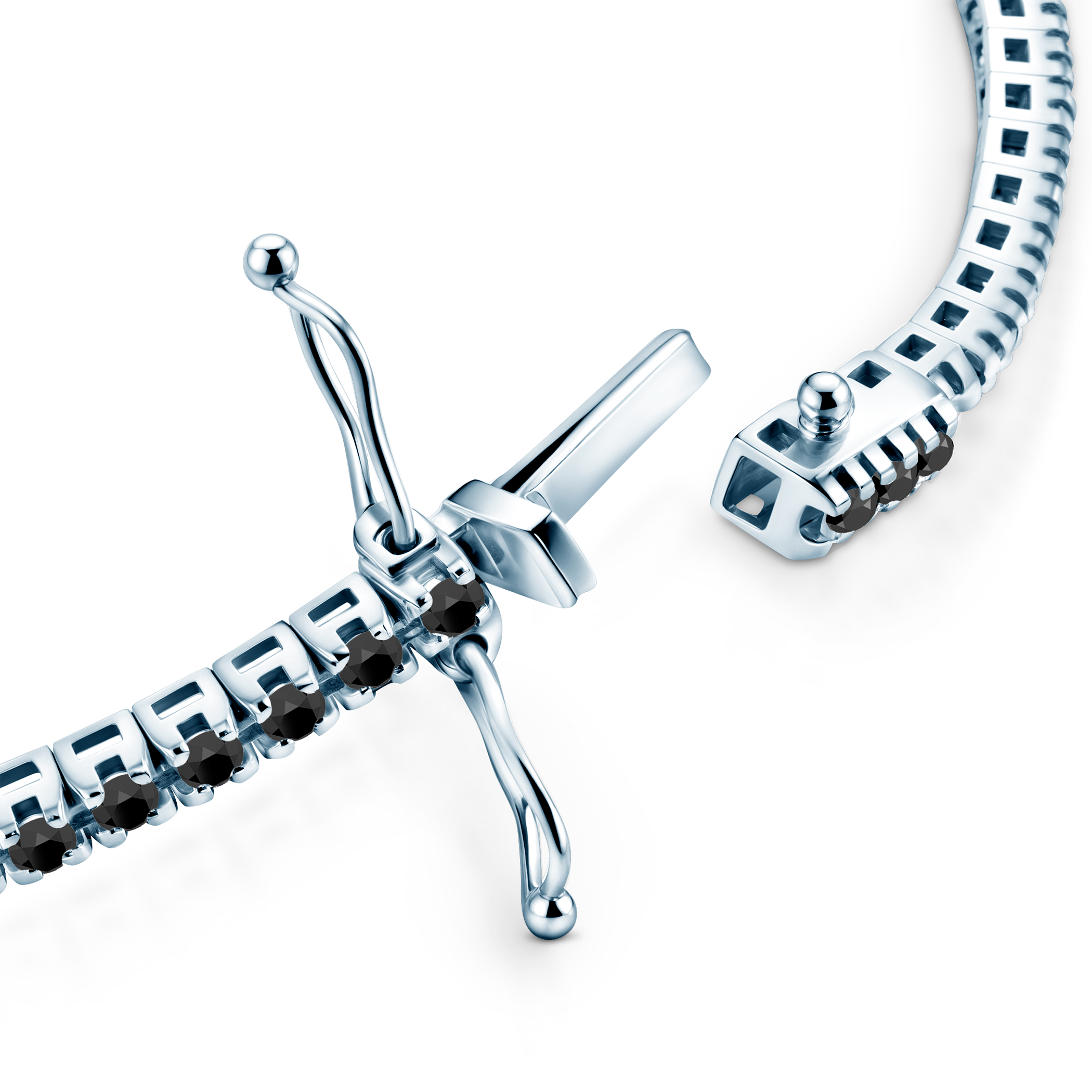 Tennisarmband Luminy 3,0 mm: Weißgold, schwarze Diamanten