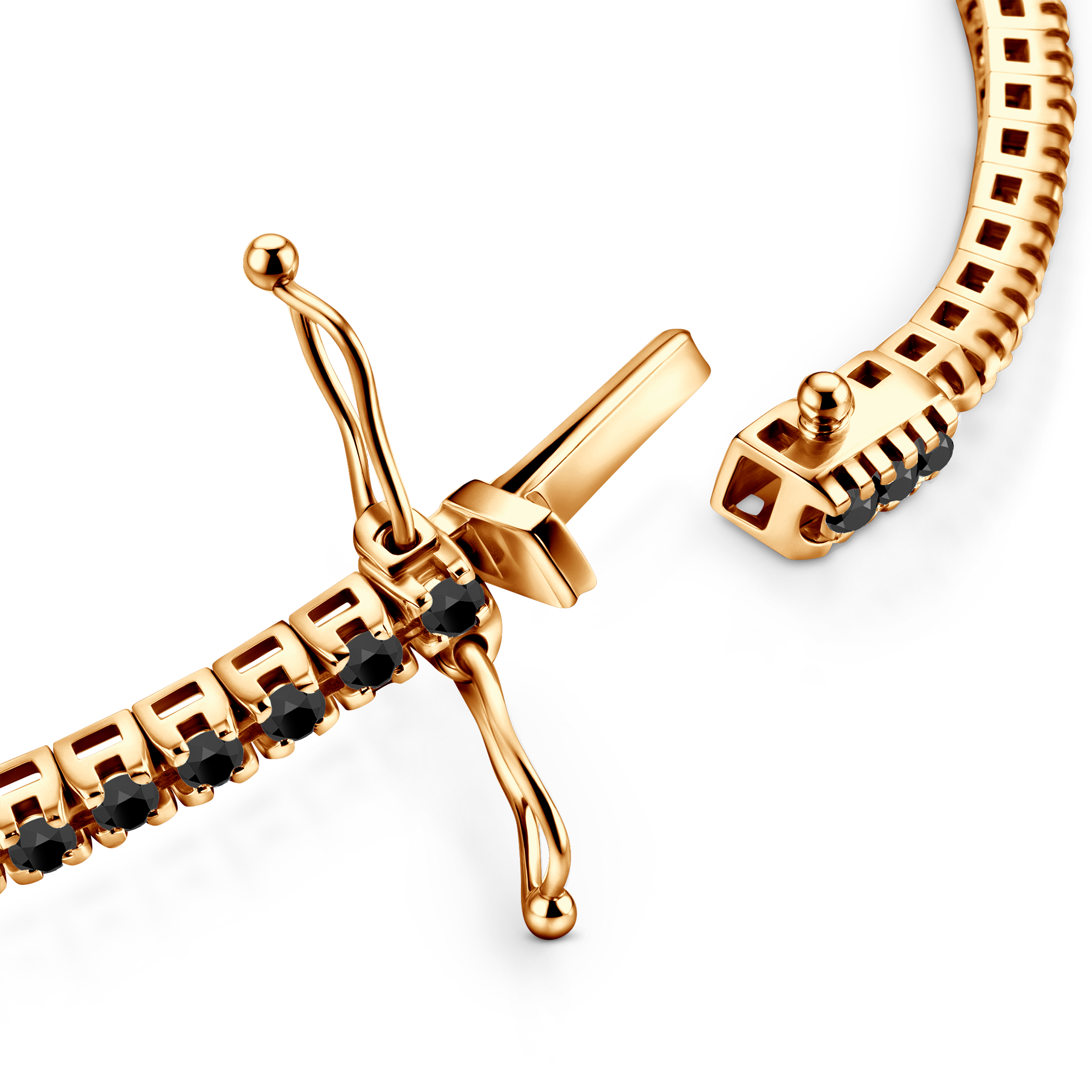 Tennisarmband Luminy 3,0 mm: golden, schwarze Diamanten