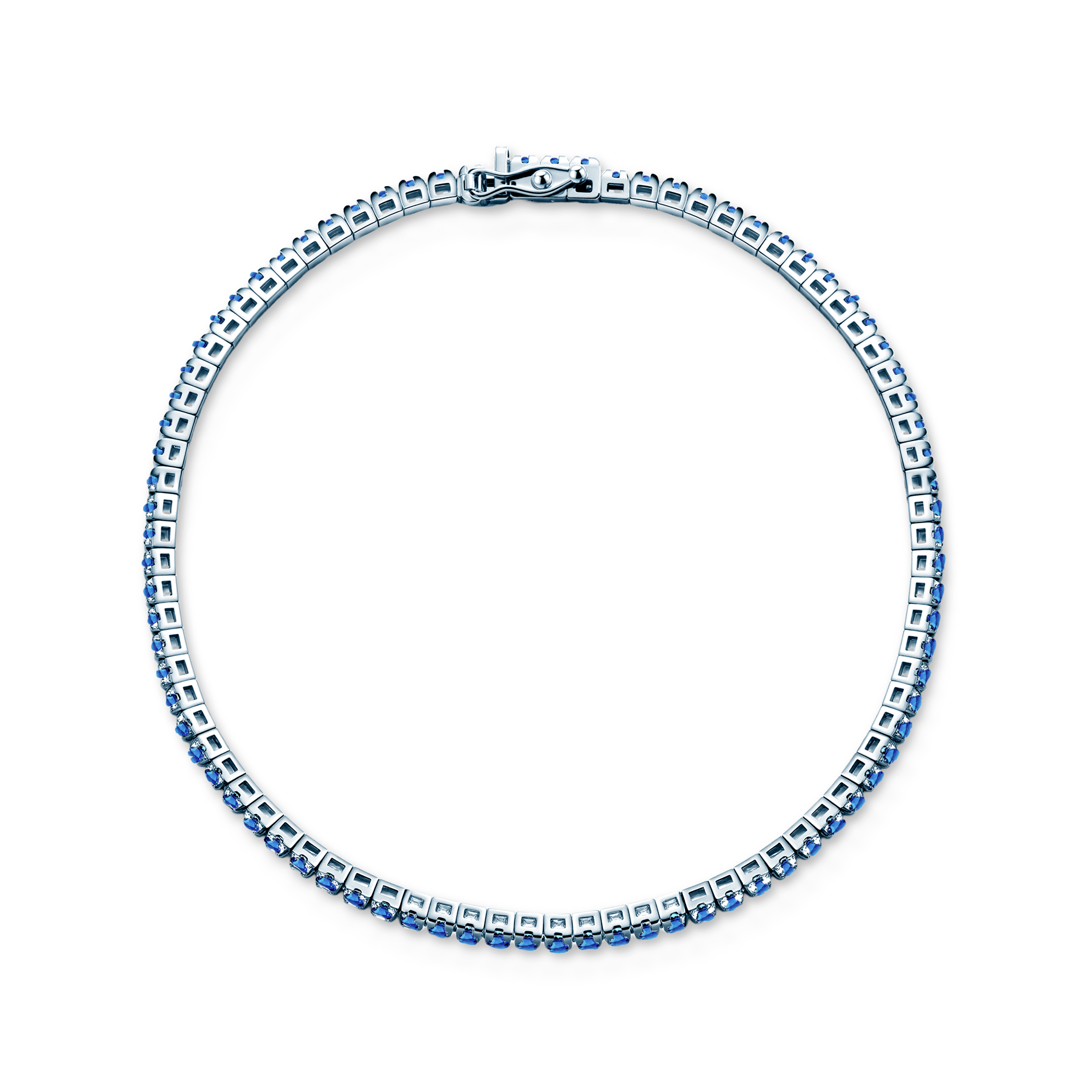 Tennisarmband Luminy 3,0 mm: Weißgold, blaue Saphire