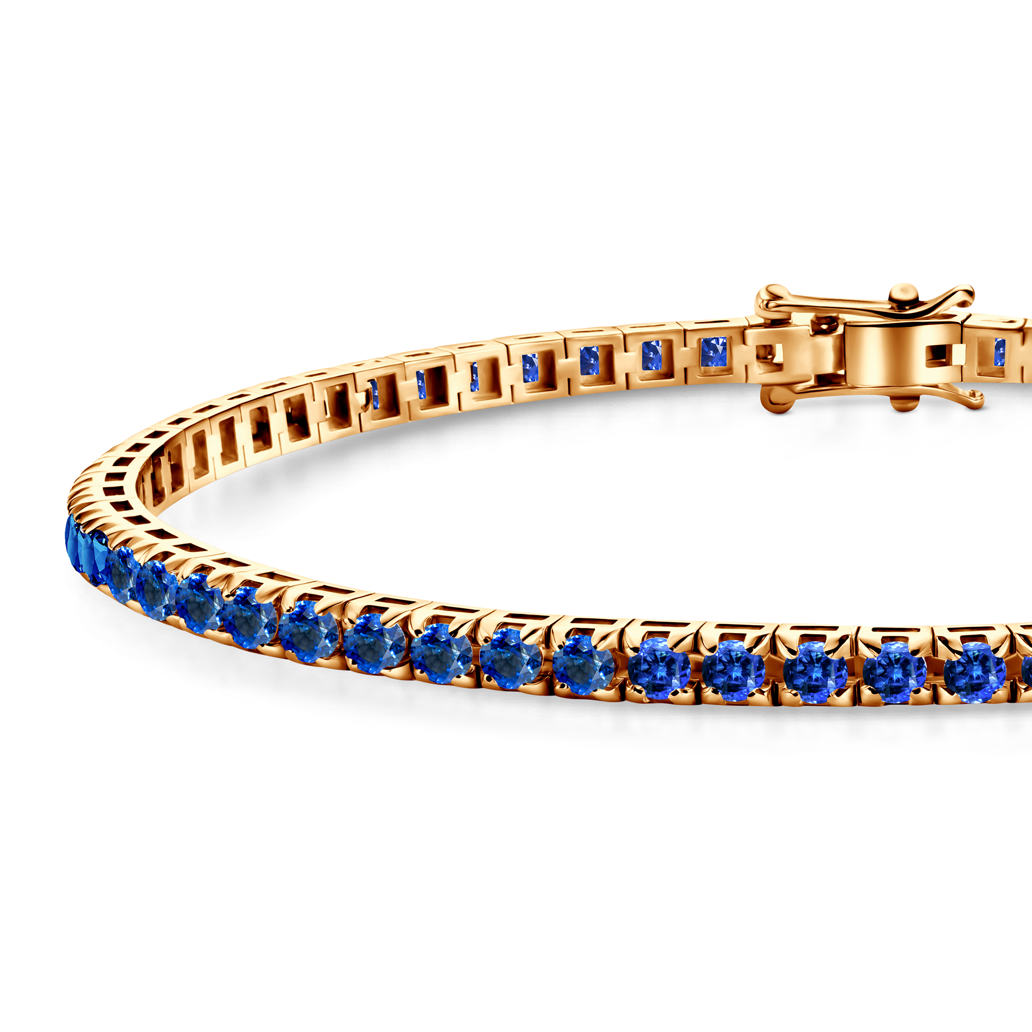 Tennisarmband Luminy 3,0 mm: golden, blaue Saphire
