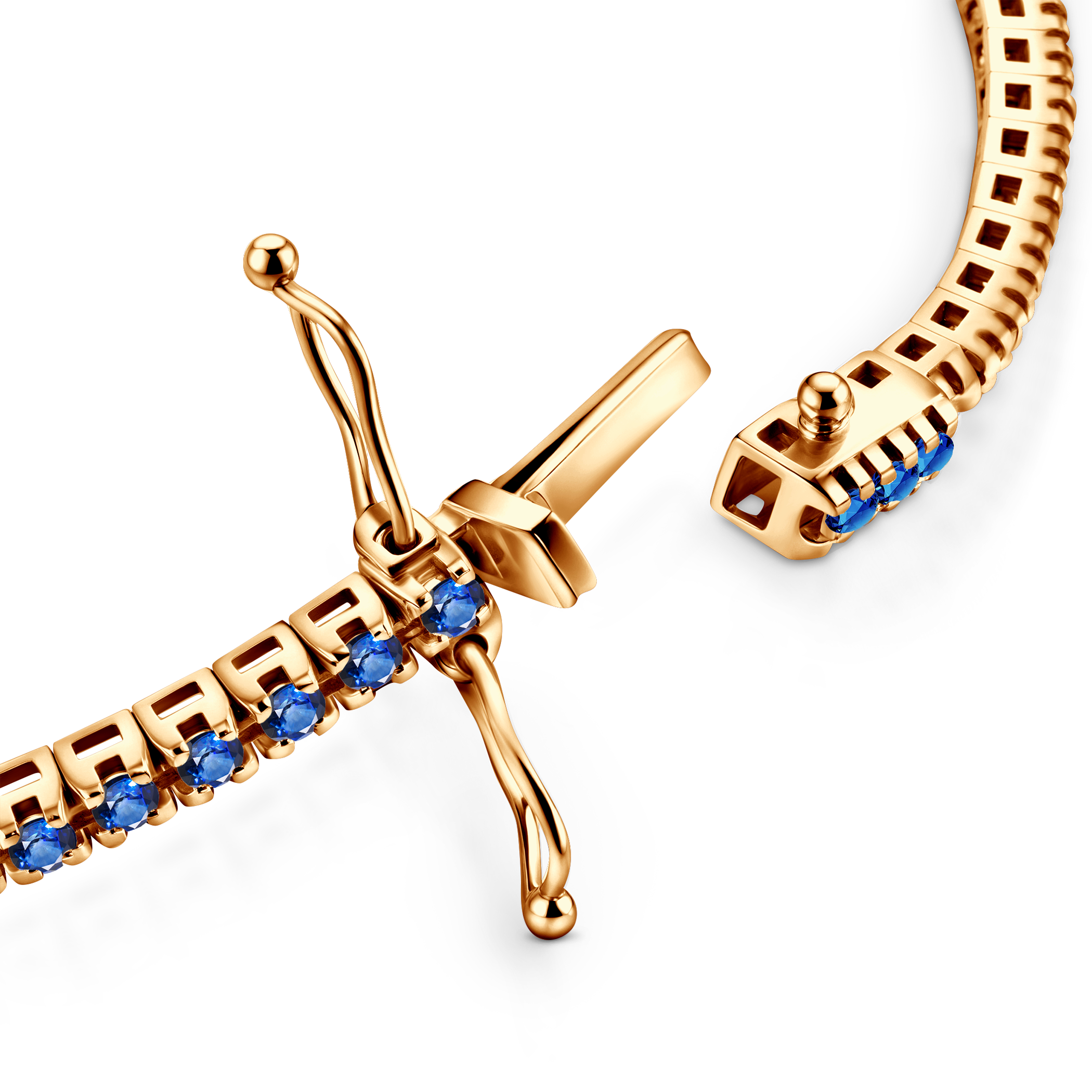 Tennisarmband Luminy 3,0 mm: golden, blaue Saphire