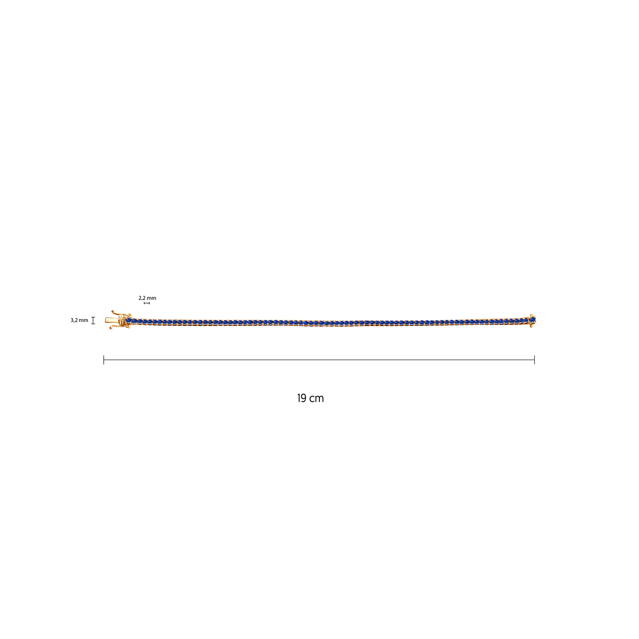 Tennisarmband Luminy 3,0 mm: golden, blaue Saphire