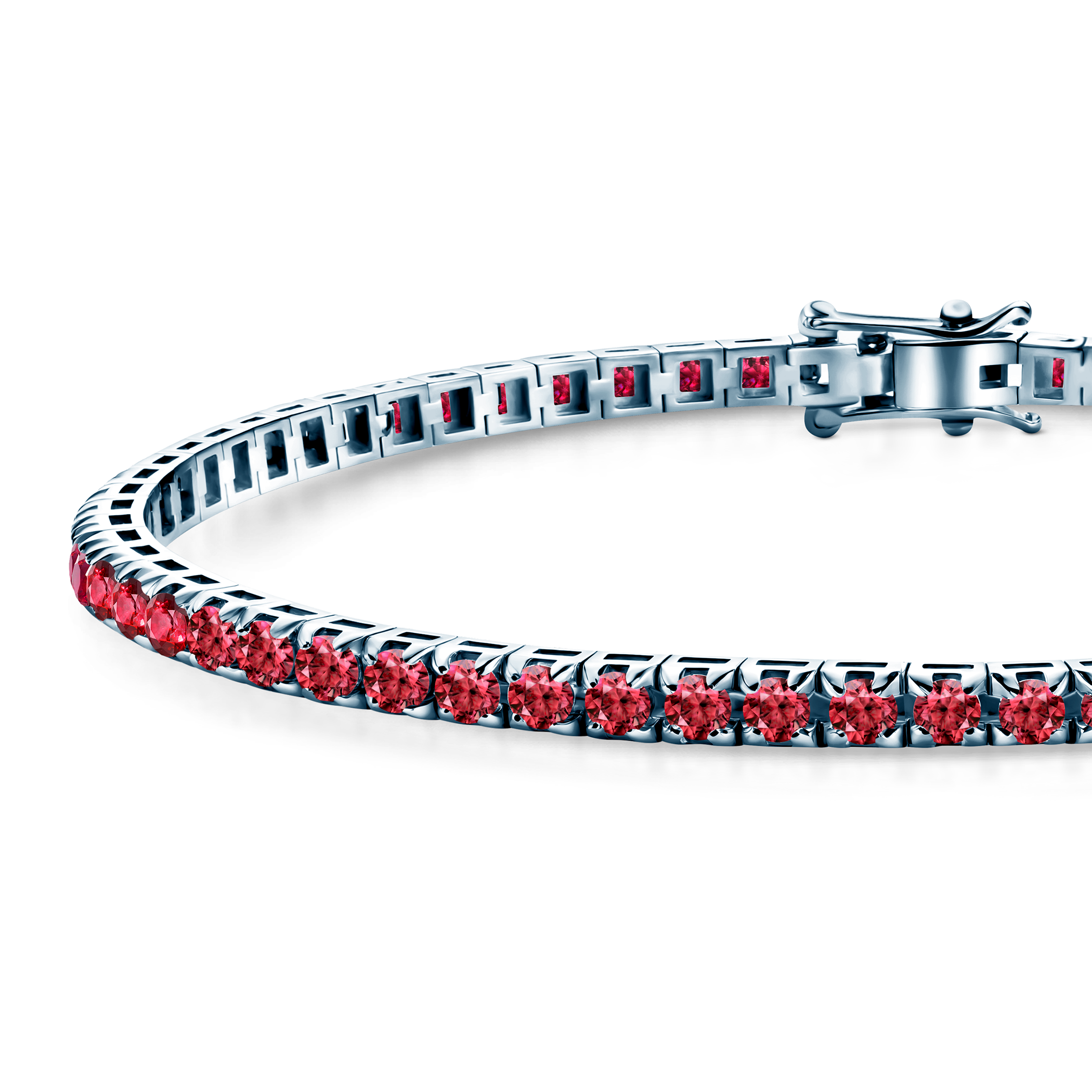 Tennisarmband Luminy 3,0 mm: Weißgold, Rubine