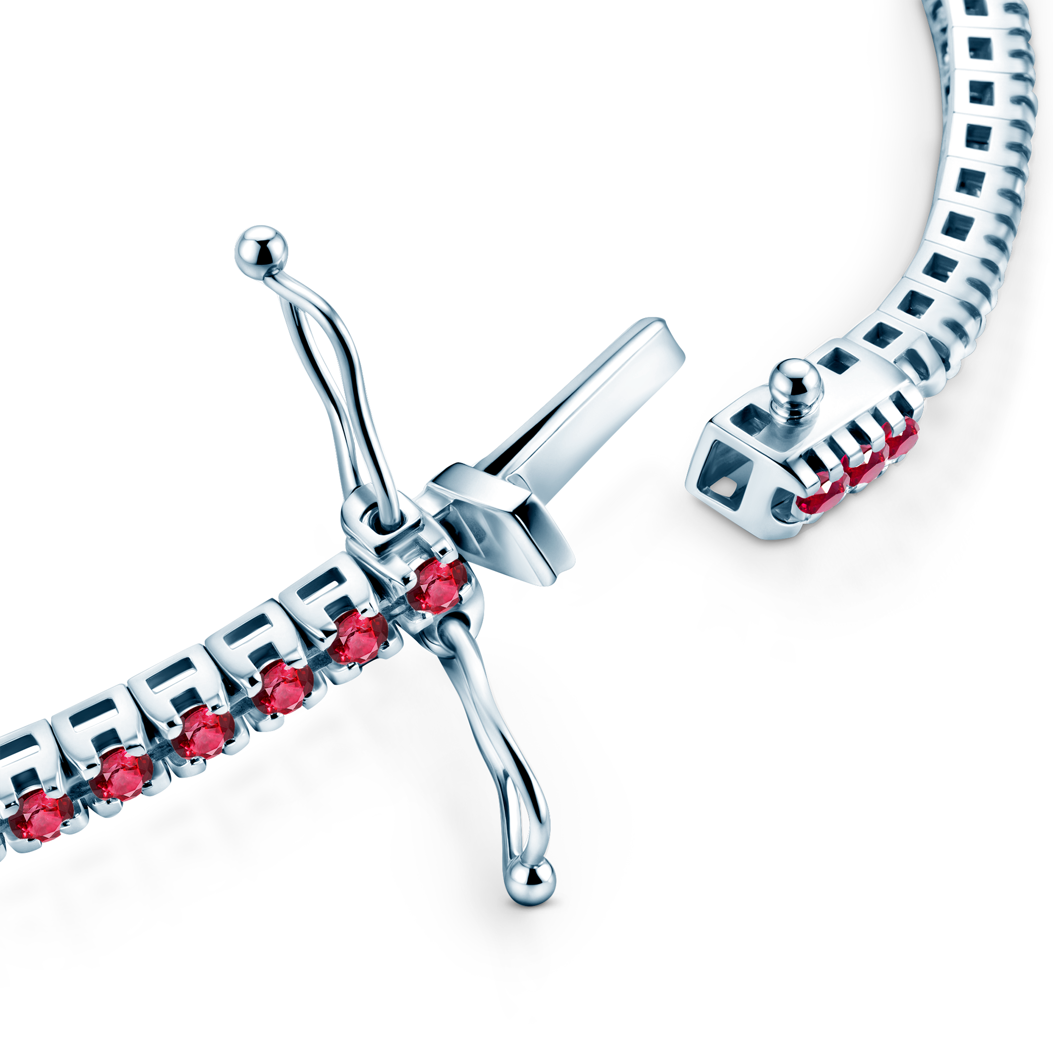 Tennisarmband Luminy 3,0 mm: Weißgold, Rubine