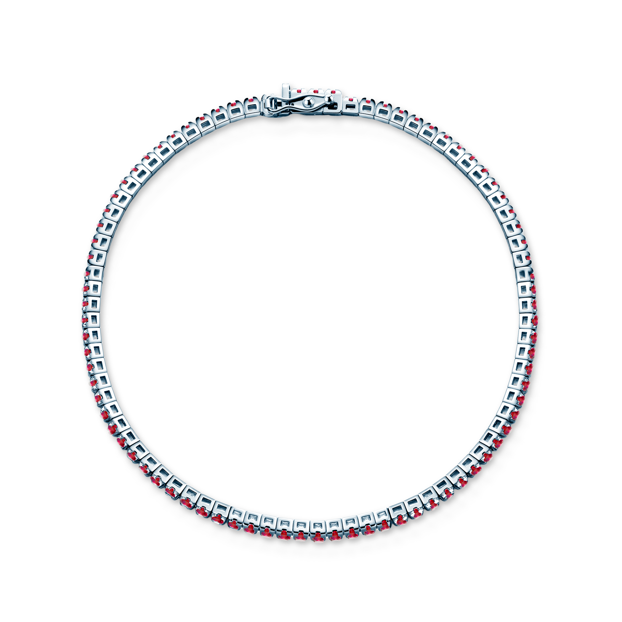 Tennisarmband Luminy 3,0 mm: Weißgold, Rubine