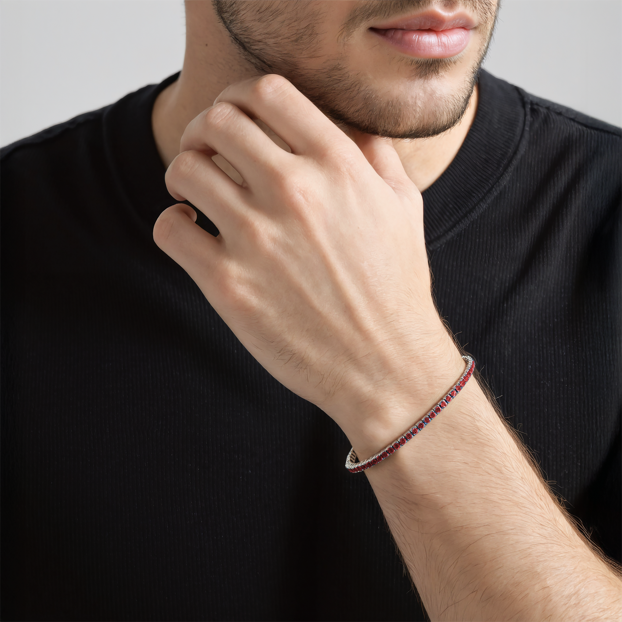 Tennisarmband mit Rubinen 2,640 ct 3,0 mm 19 cm, 585er Weißgold