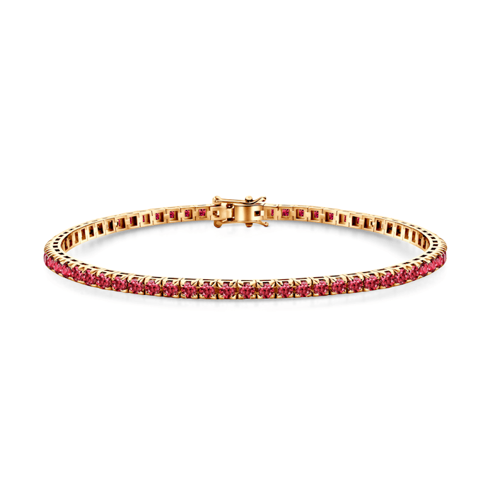 Luminy tennis bracelet 3.0 mm: gold, rubies