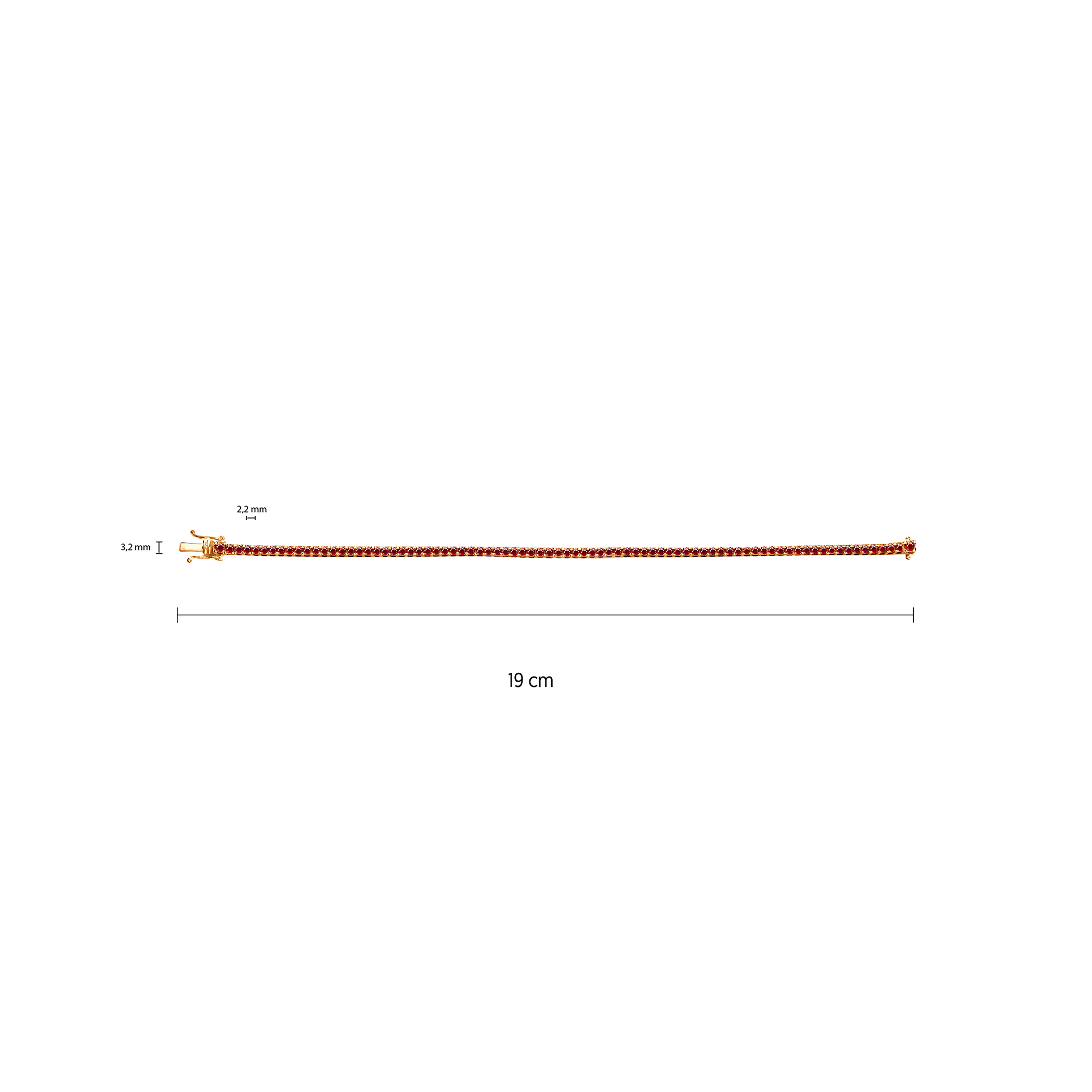 Tennisarmband Luminy 3,0 mm: golden, Rubine