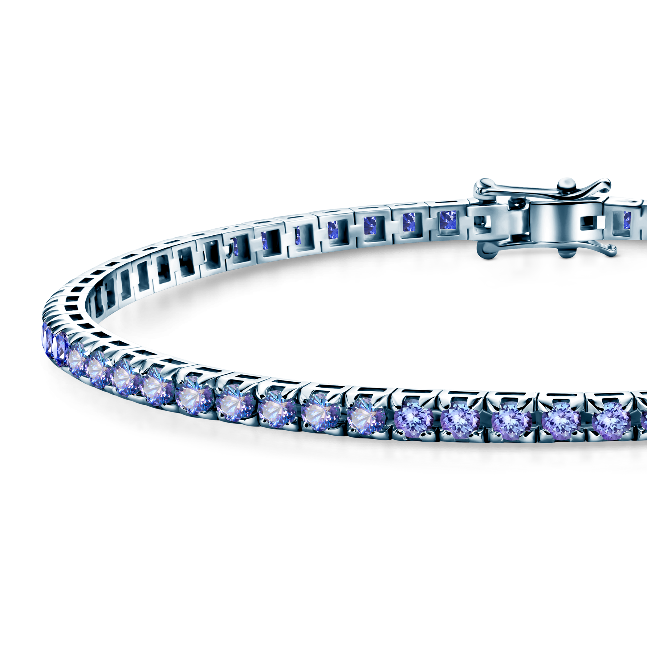 Tennisarmband Luminy 3,0 mm: Weißgold, Tansanite