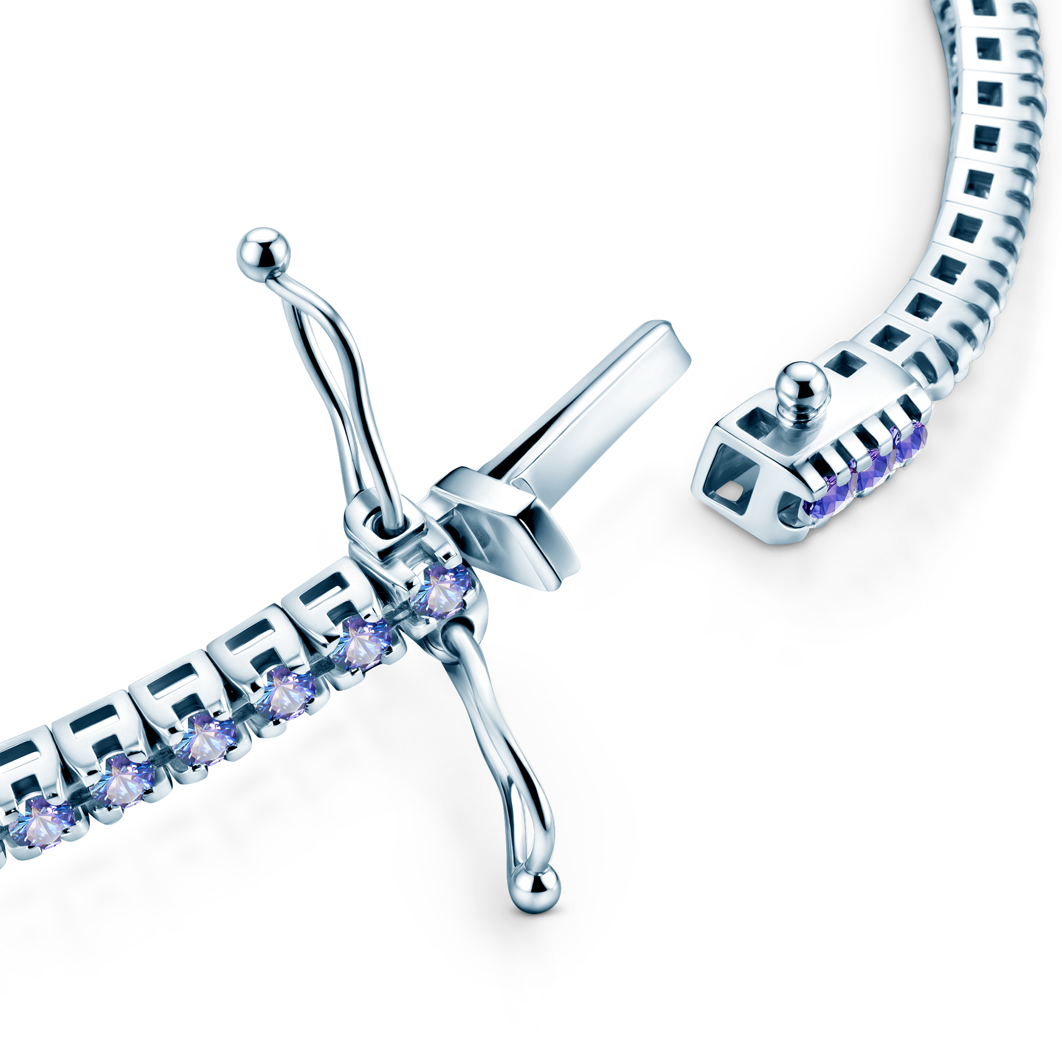 Tennisarmband Luminy 3,0 mm: Weißgold, Tansanite