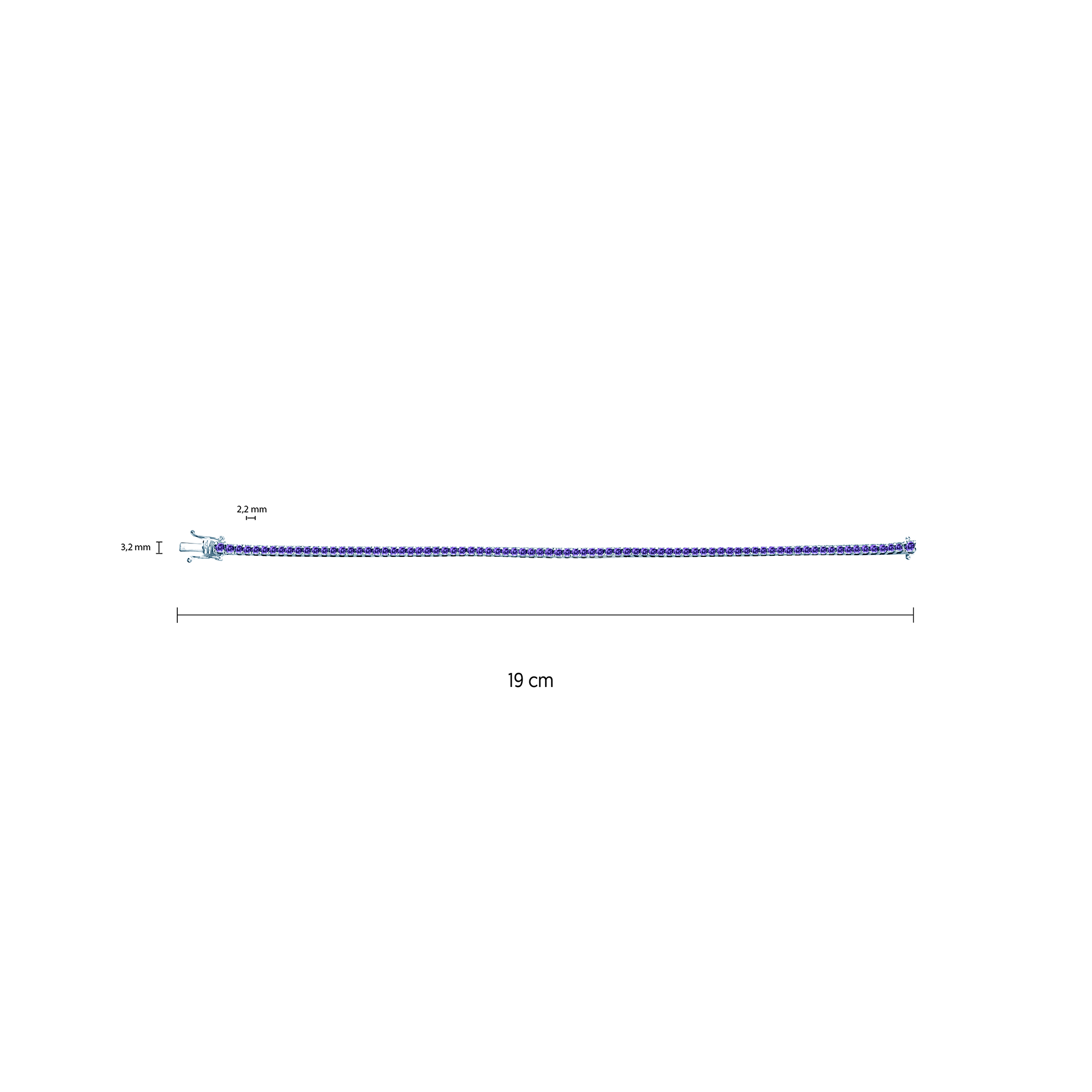 Tennisarmband Luminy 3,0 mm: Weißgold, Tansanite