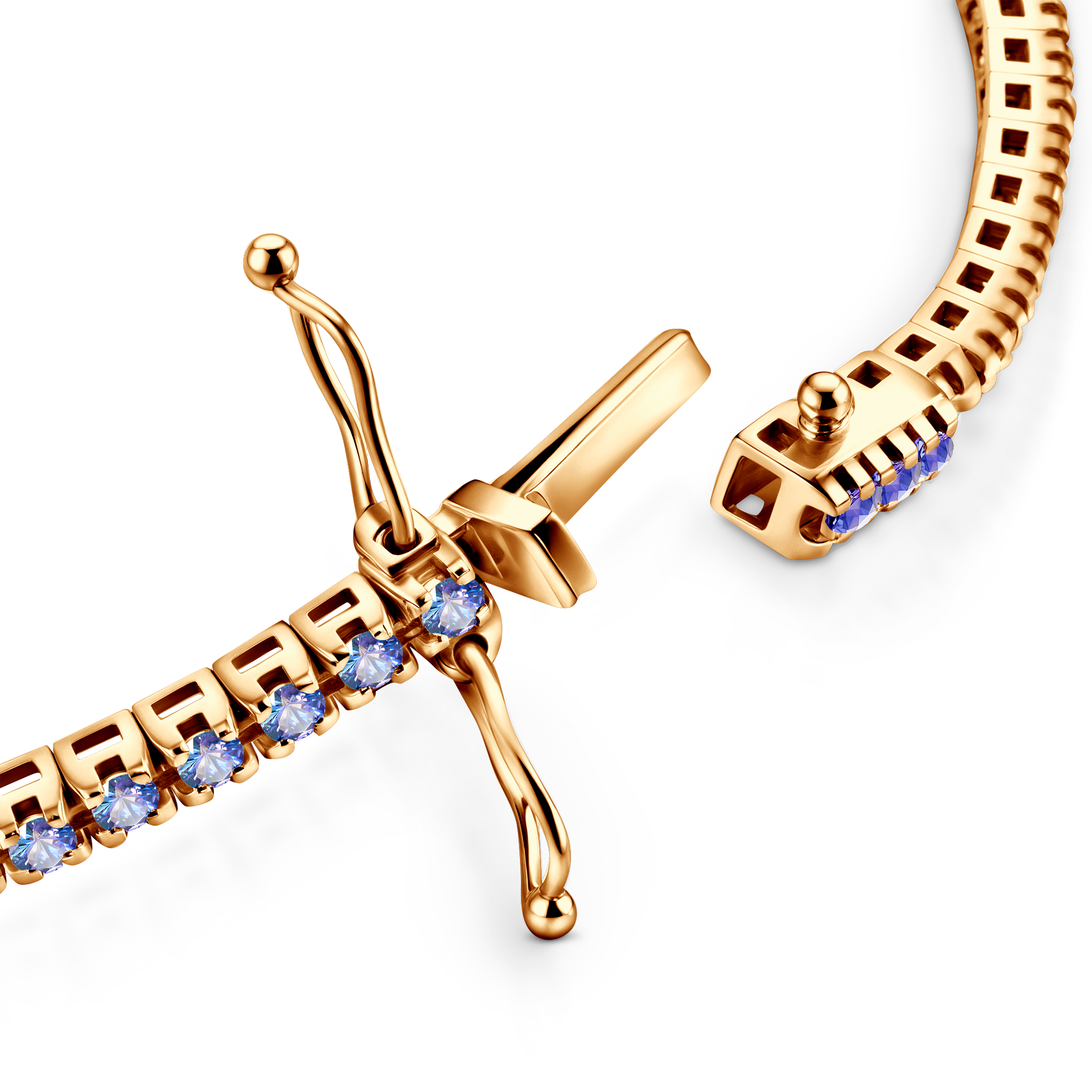 Tennisarmband Luminy 3,0 mm: golden, Tansanite