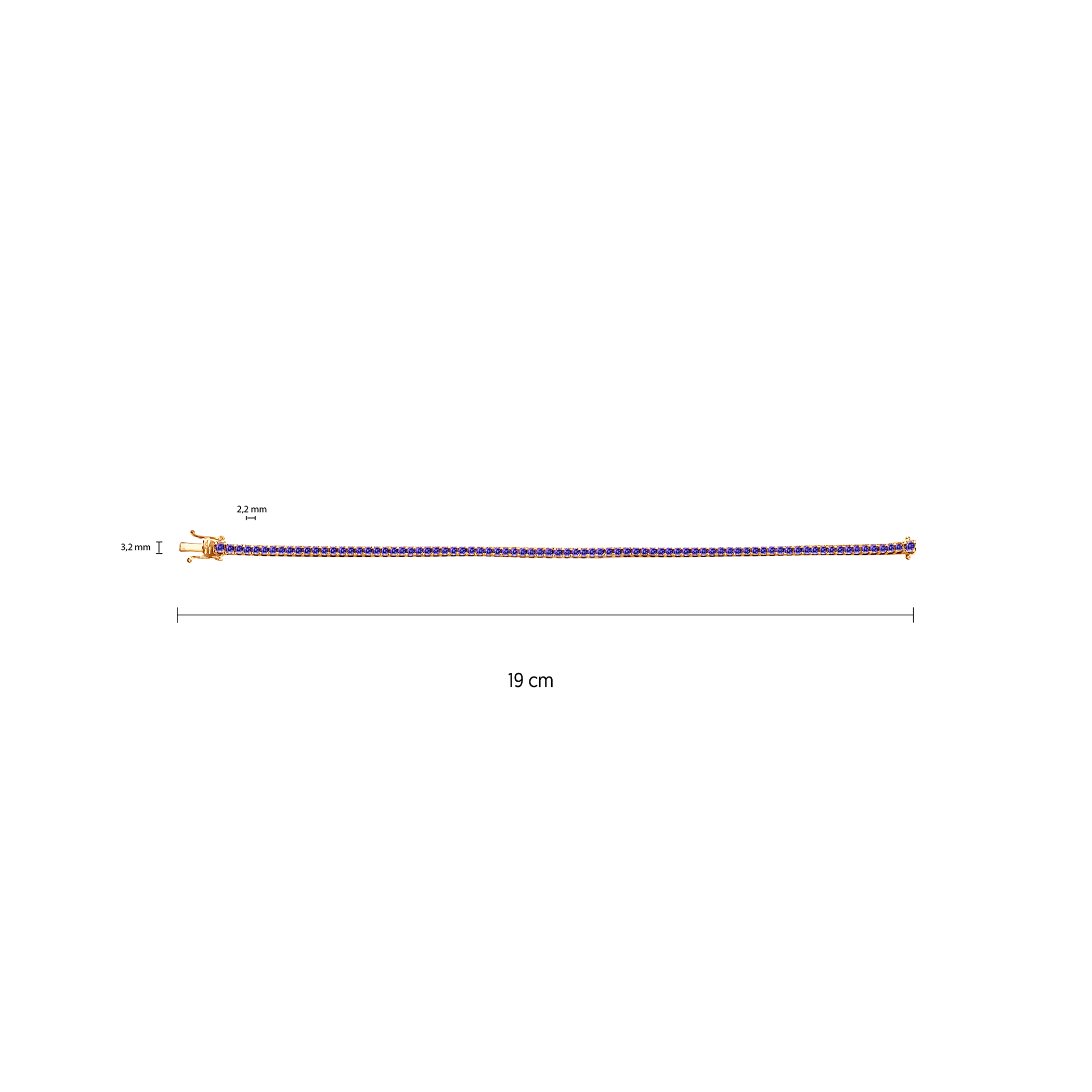 Tennisarmband Luminy 3,0 mm: golden, Tansanite