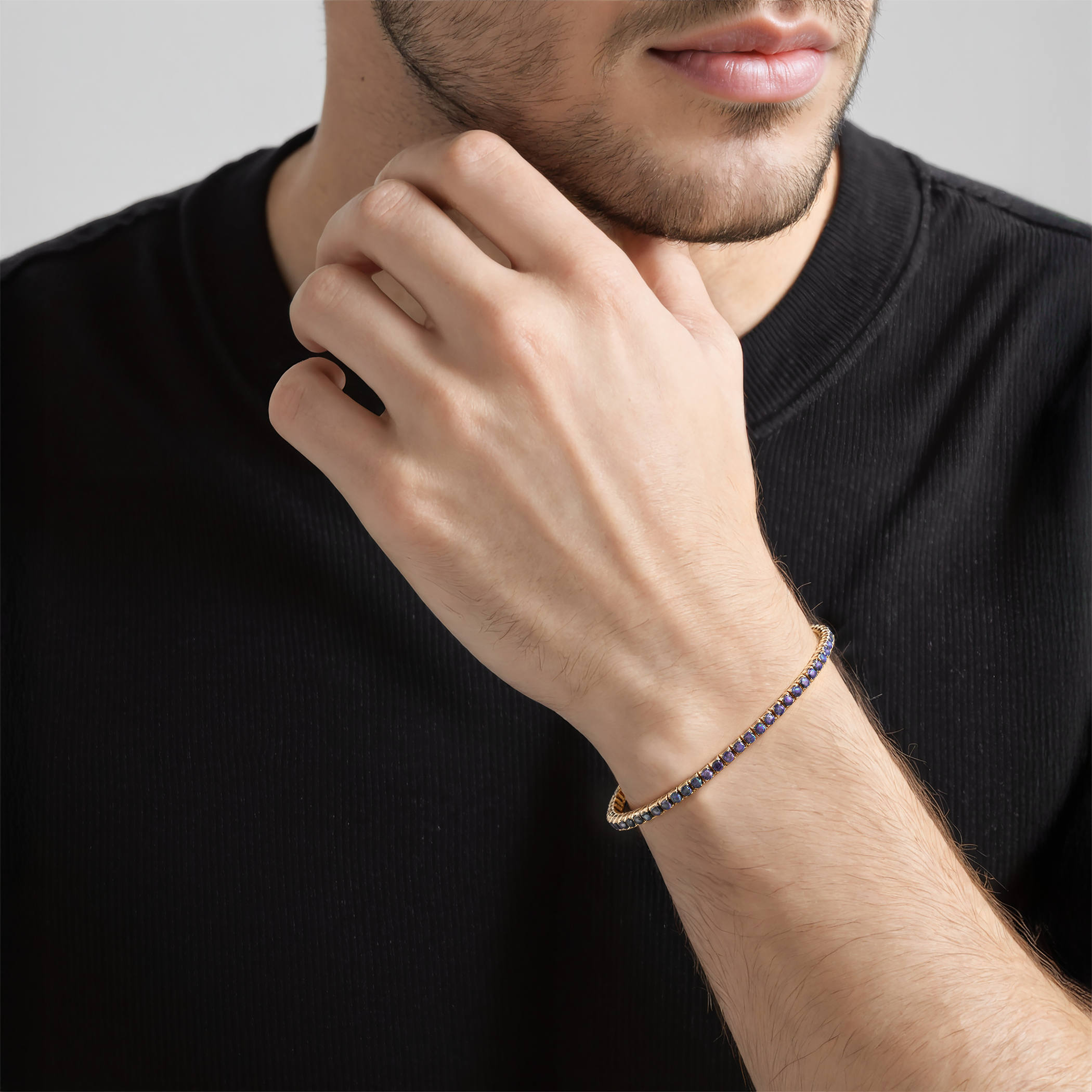 Tennisarmband Luminy 3,0 mm: golden, Tansanite