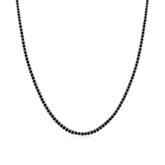 Luminy tennis necklace 2.5 mm: white gold, black diamonds