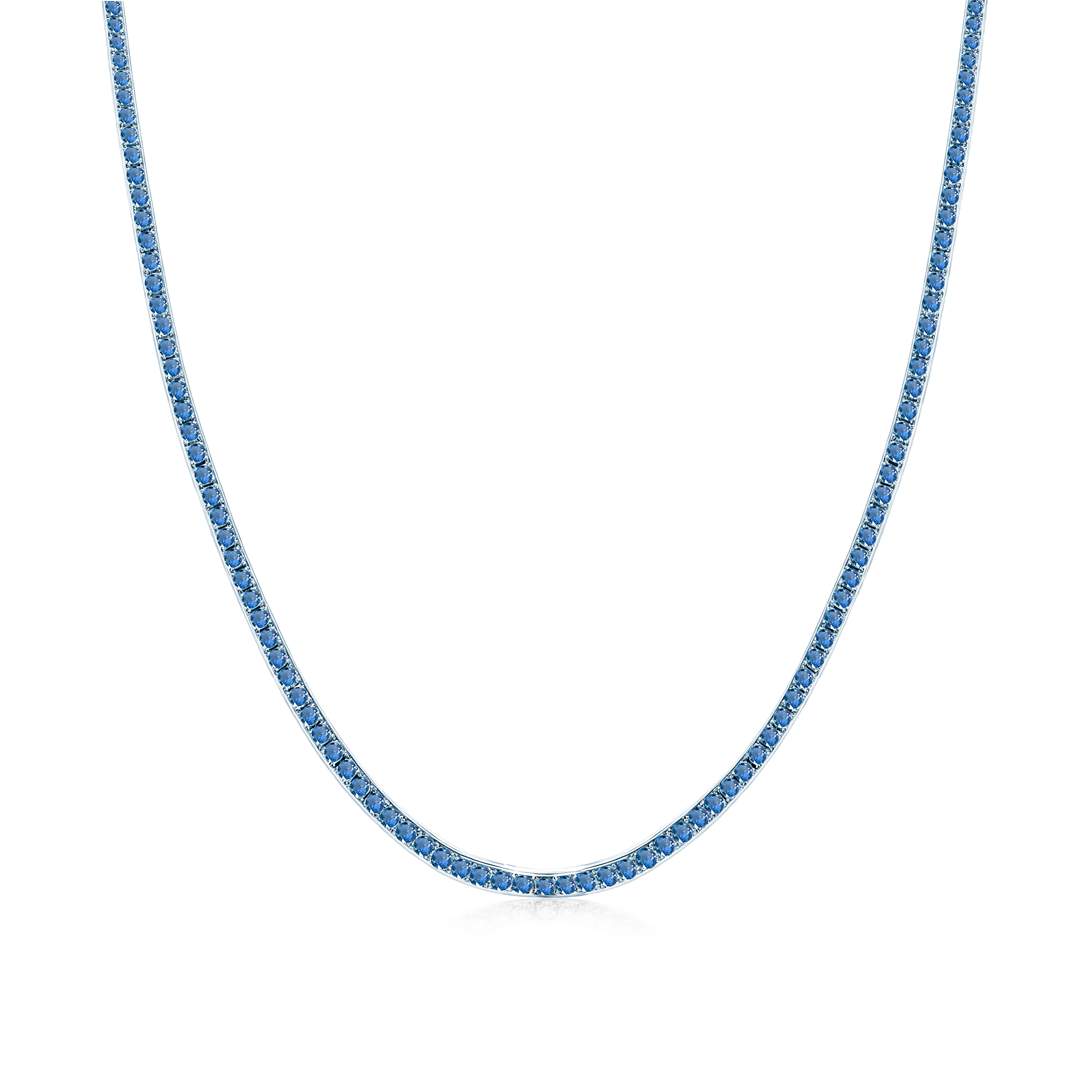 Luminy tennis necklace 2.5 mm: white gold, blue sapphires