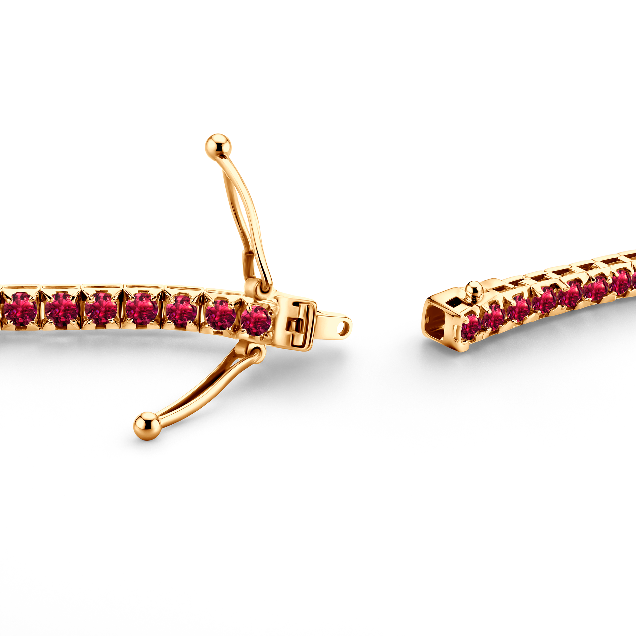 Tennis-Halskette Luminy 2,5 mm: Gold, Rubine