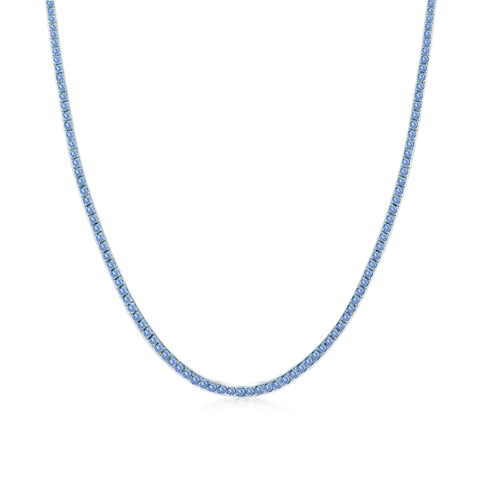 Naszyjnik tenisowy Luminy 2,5mm: białe złoto, tanzanity