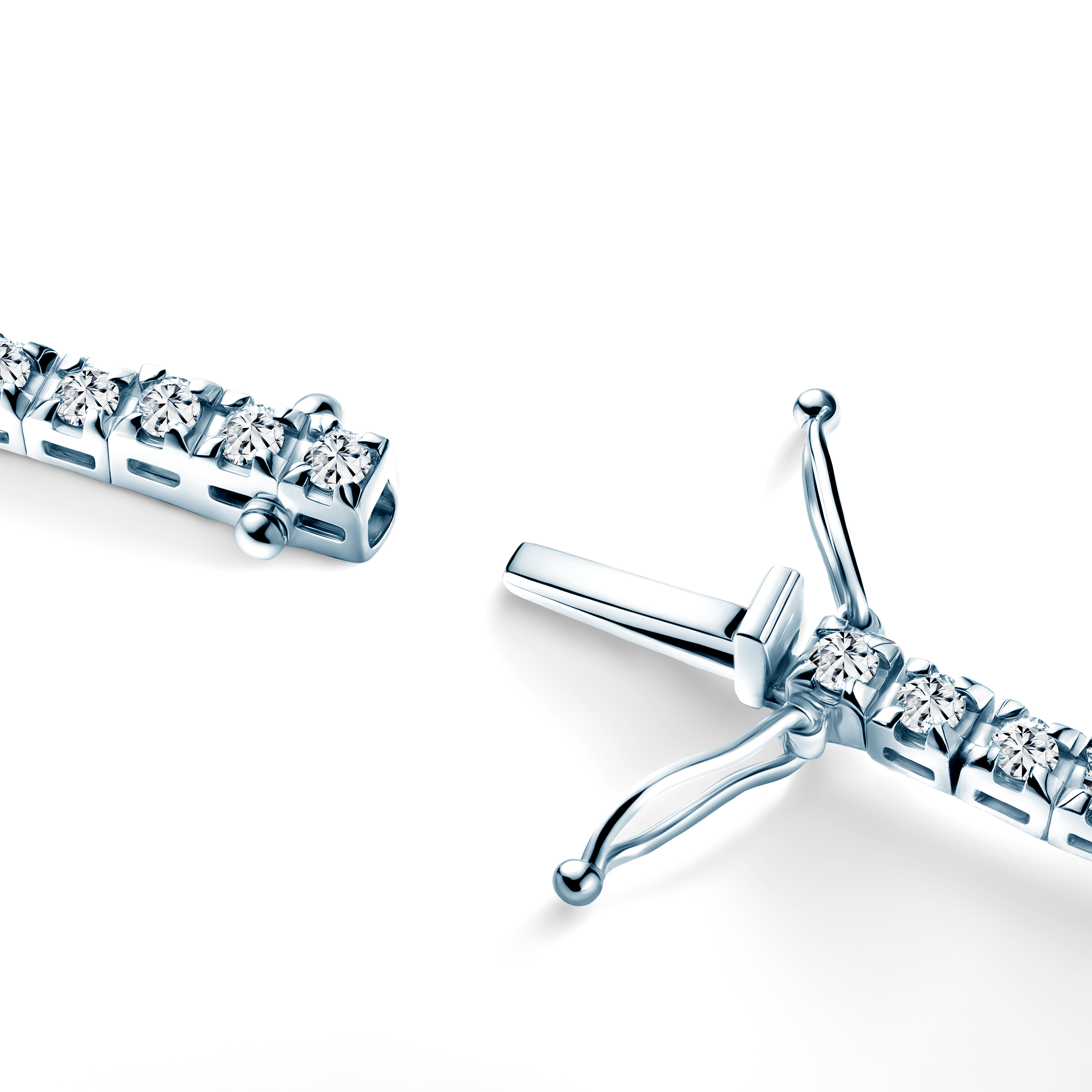 Tennis-Halskette Luminy 3,0 mm: Weißgold, weiße Saphire