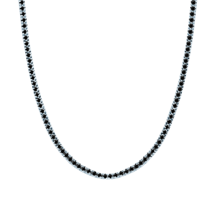 Luminy tennis necklace 3.0 mm: white gold, black diamonds