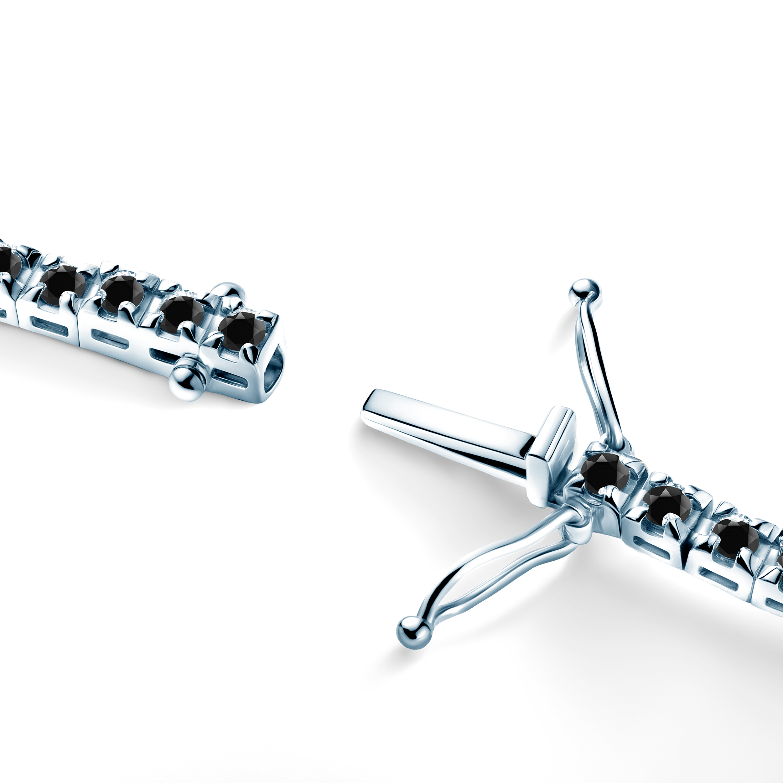 Tennis-Halskette Luminy 3,0 mm: Weißgold, schwarze Diamanten