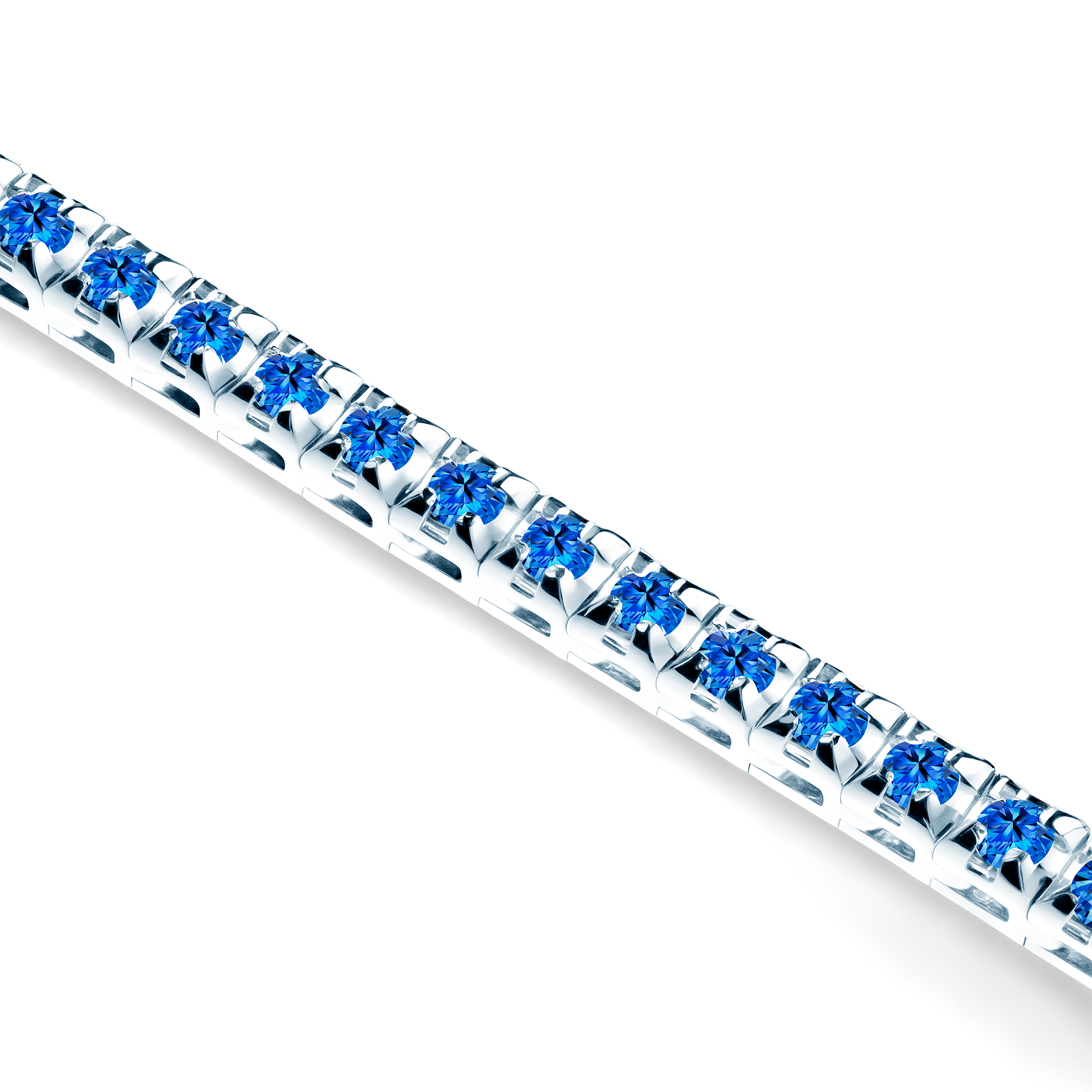 Tennis-Halskette Luminy 3,0 mm: Weißgold, blaue Saphire