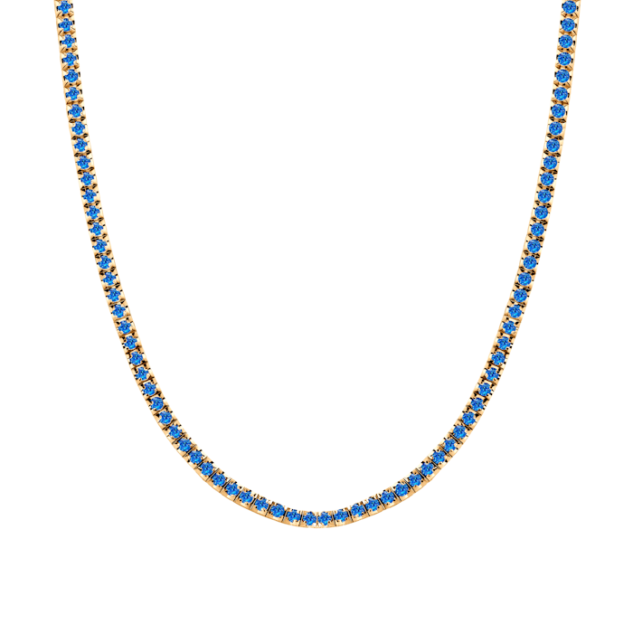 Tenisový náhrdelník Luminy 3,0 mm: zlato, modré zafíry