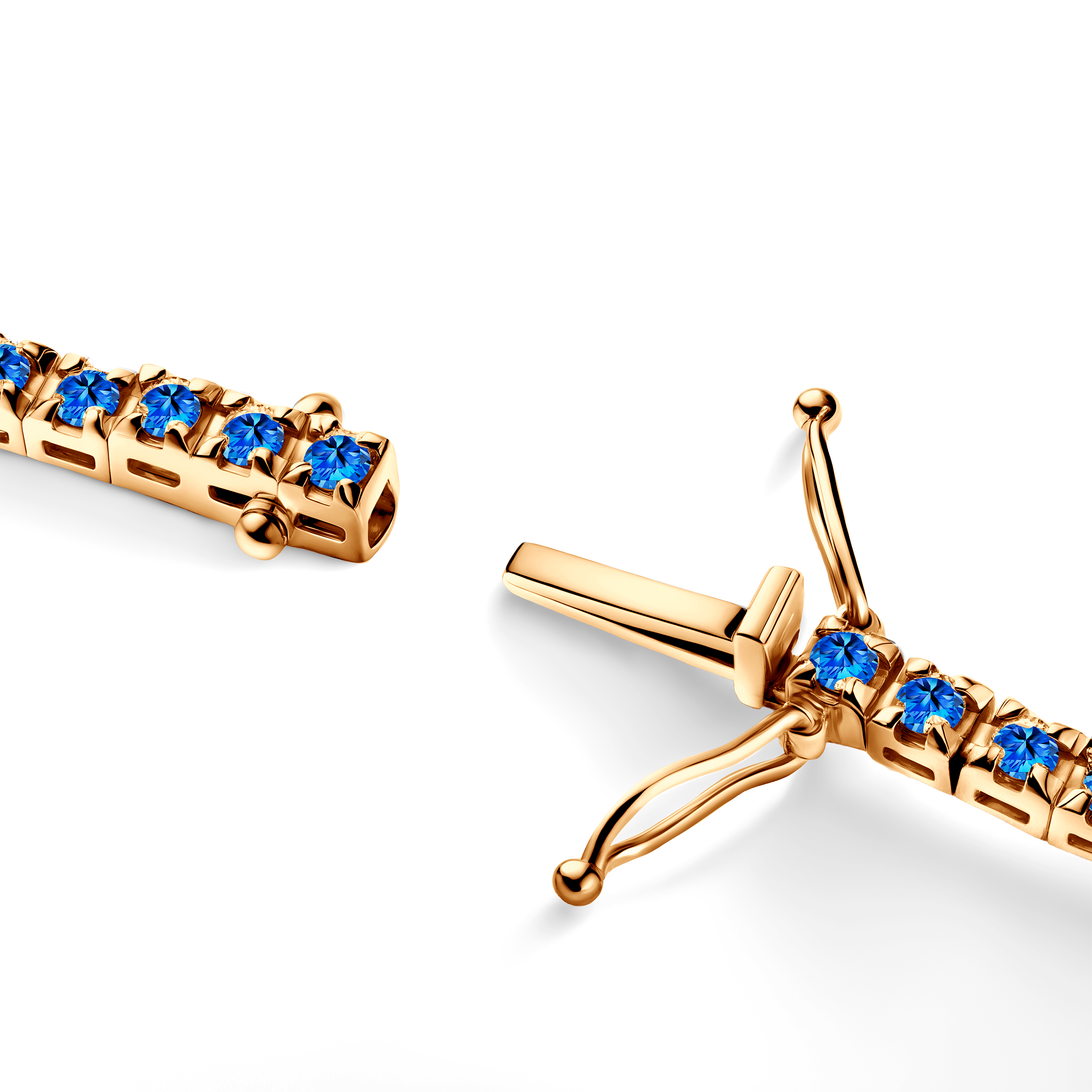 Tennis-Halskette Luminy 3,0 mm: Gold, blaue Saphire