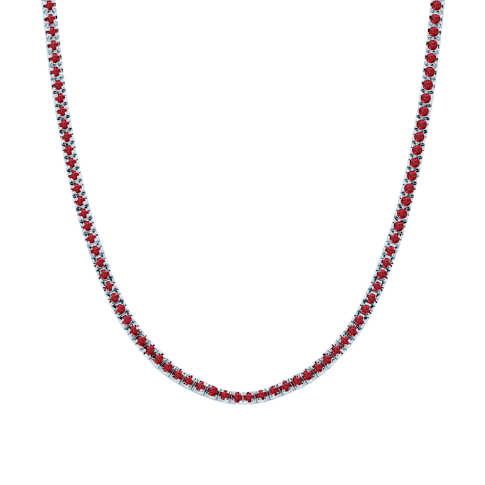 Naszyjnik tenisowy Luminy 3,0mm: białe złoto, rubiny