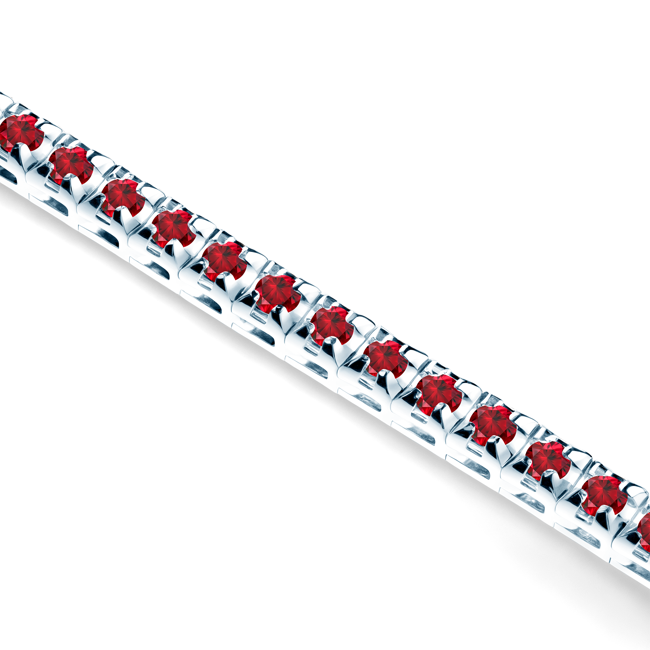 Tennis-Halskette Luminy 3,0 mm: Weißgold, Rubine