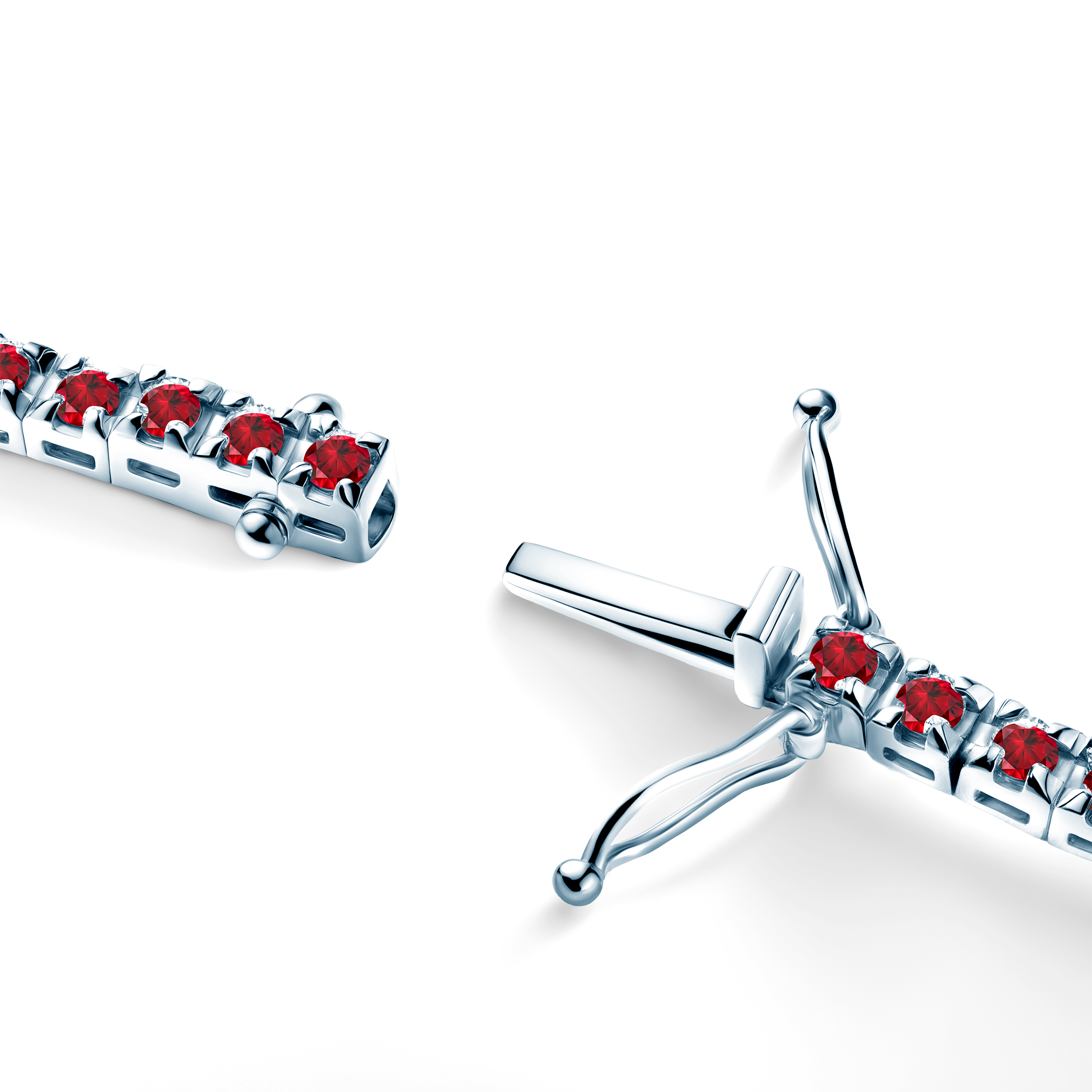 Tennis-Halskette Luminy 3,0 mm: Weißgold, Rubine