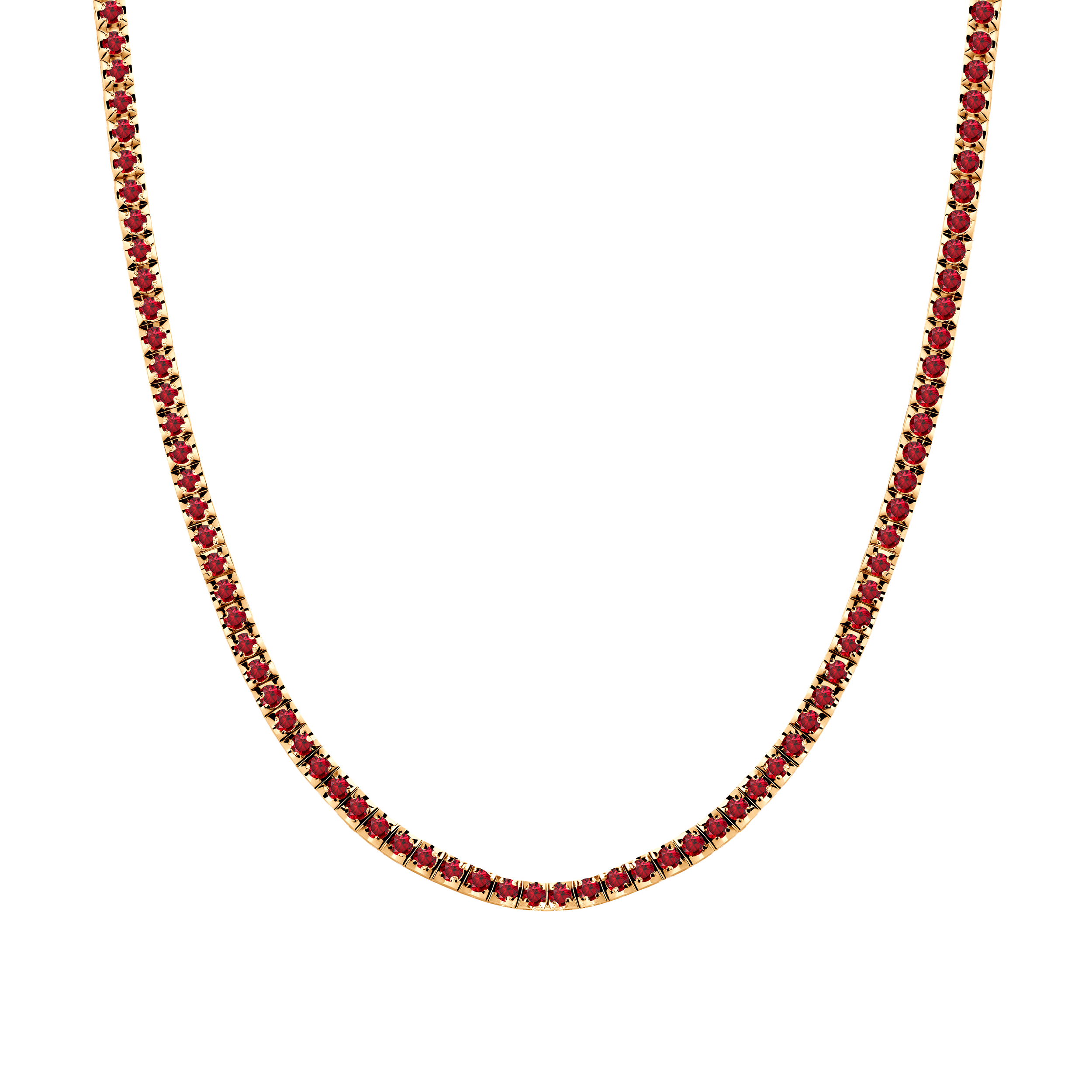 Tenisový náhrdelník Luminy 3,0 mm: zlato, rubíny