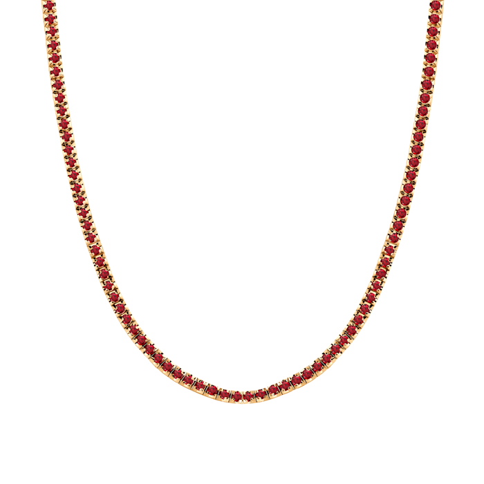 Naszyjnik tenisowy Luminy 3,0mm: złoto, rubiny