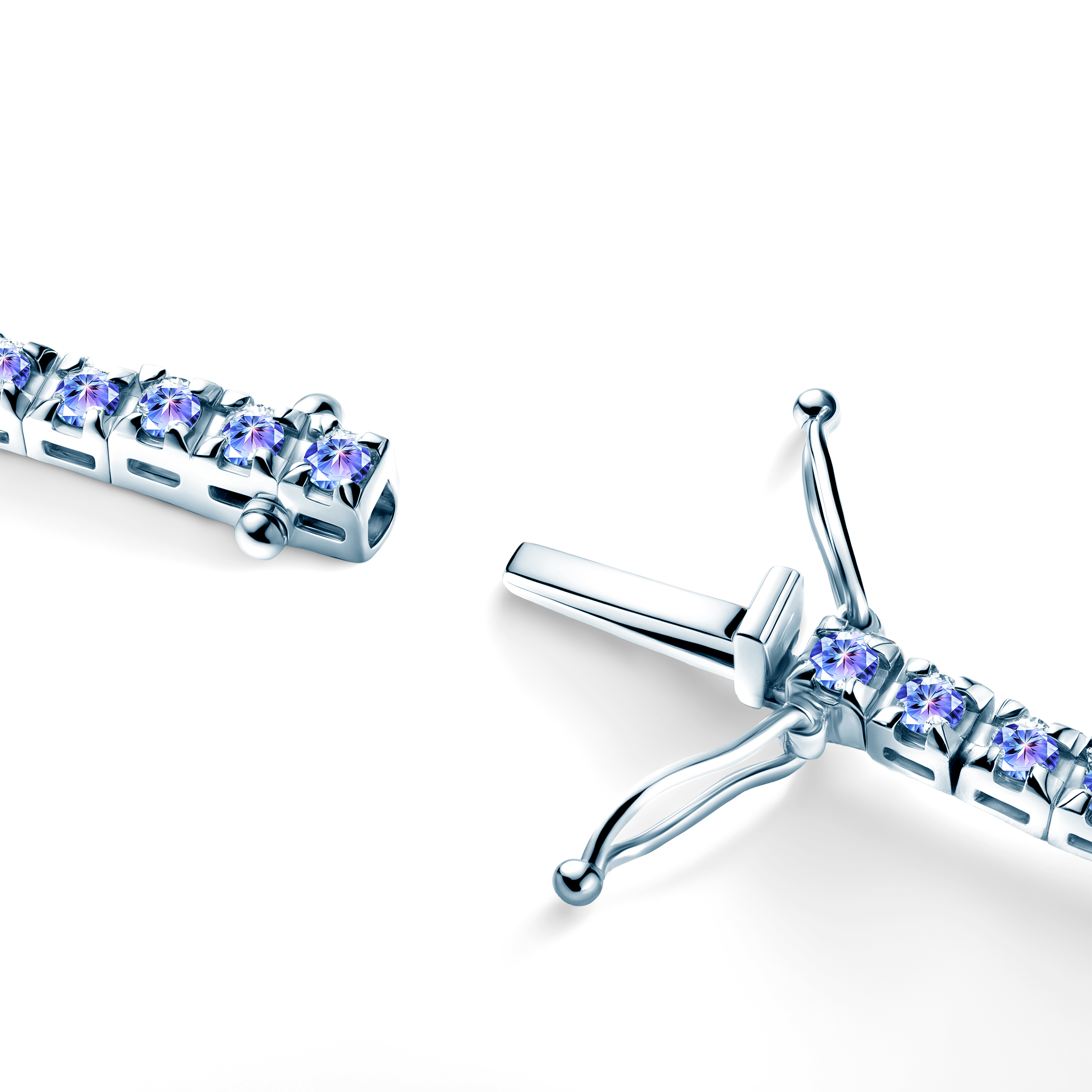 Tennis-Halskette Luminy 3,0 mm: Weißgold, Tansanite