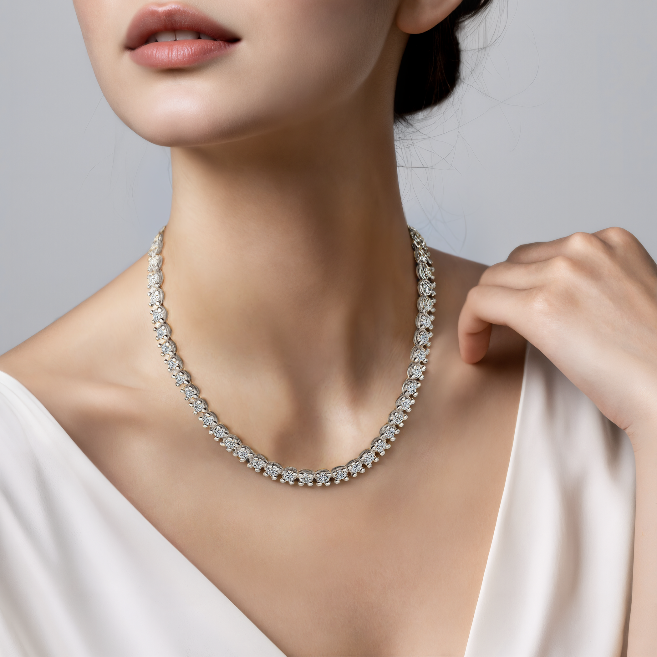 Tenniskette The Light 3,8 mm: Weißgold, Diamanten