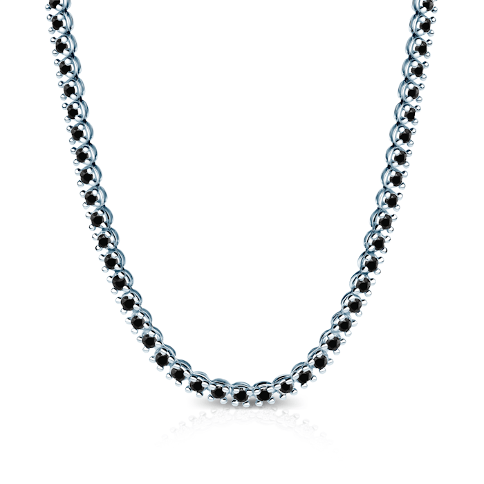 Luminy tennis necklace 3.8 mm: white gold, black diamonds