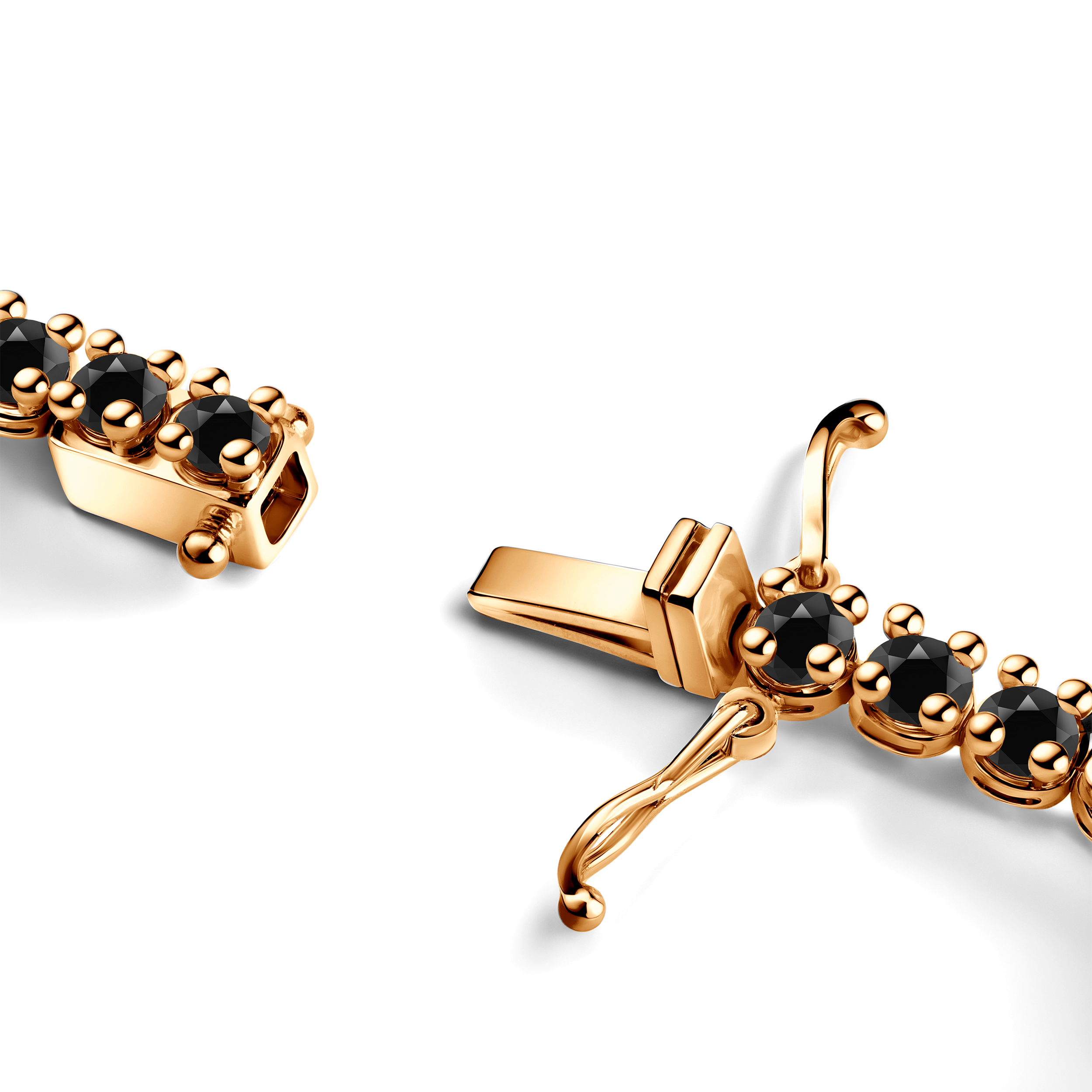 Tennis-Halskette Luminy 3,8 mm: Gold, schwarze Diamanten