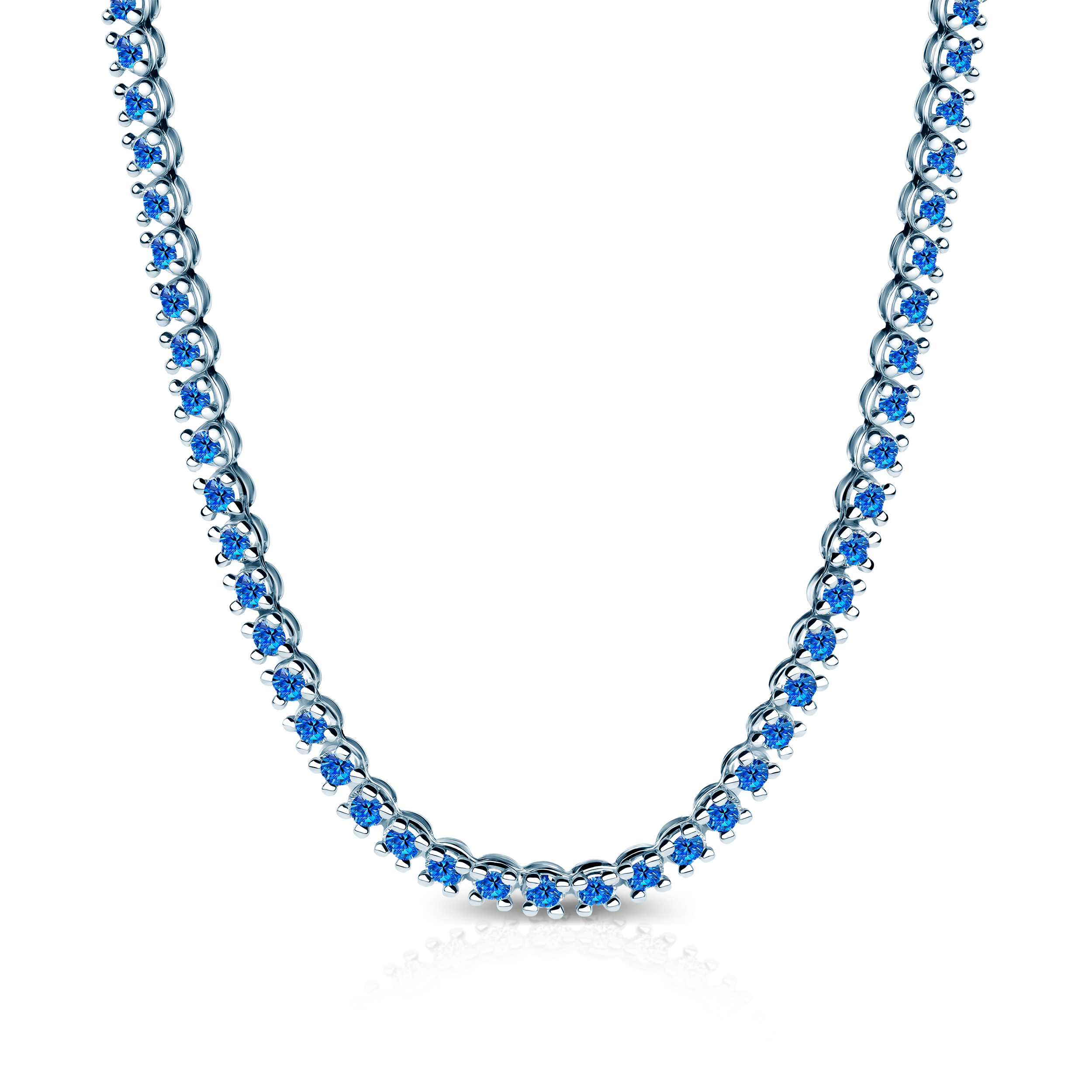 Tenisový náhrdelník Luminy 3,8 mm: biele zlato, modré zafíry