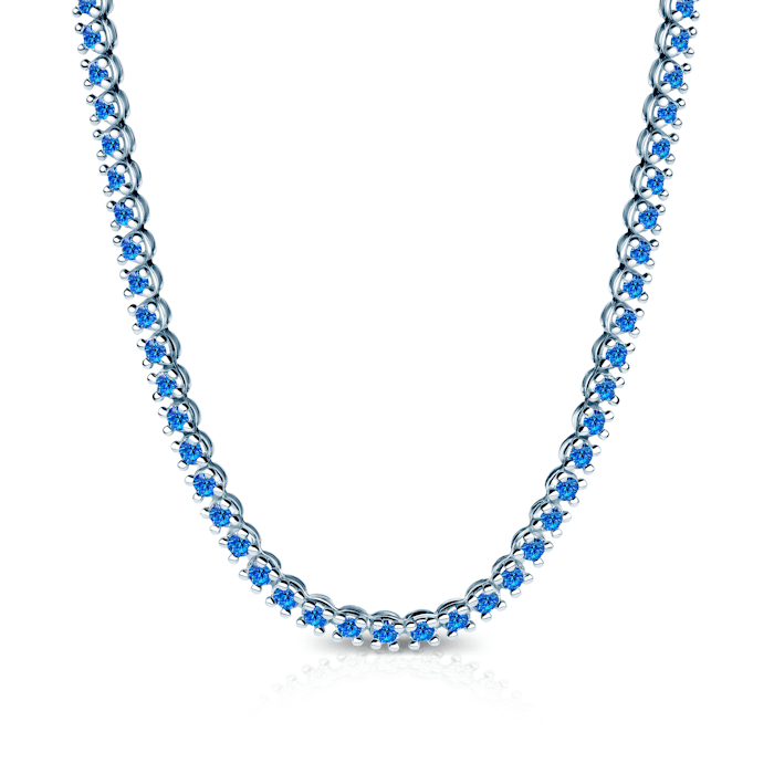 Tenisový náhrdelník Luminy 3,8 mm: biele zlato, modré zafíry