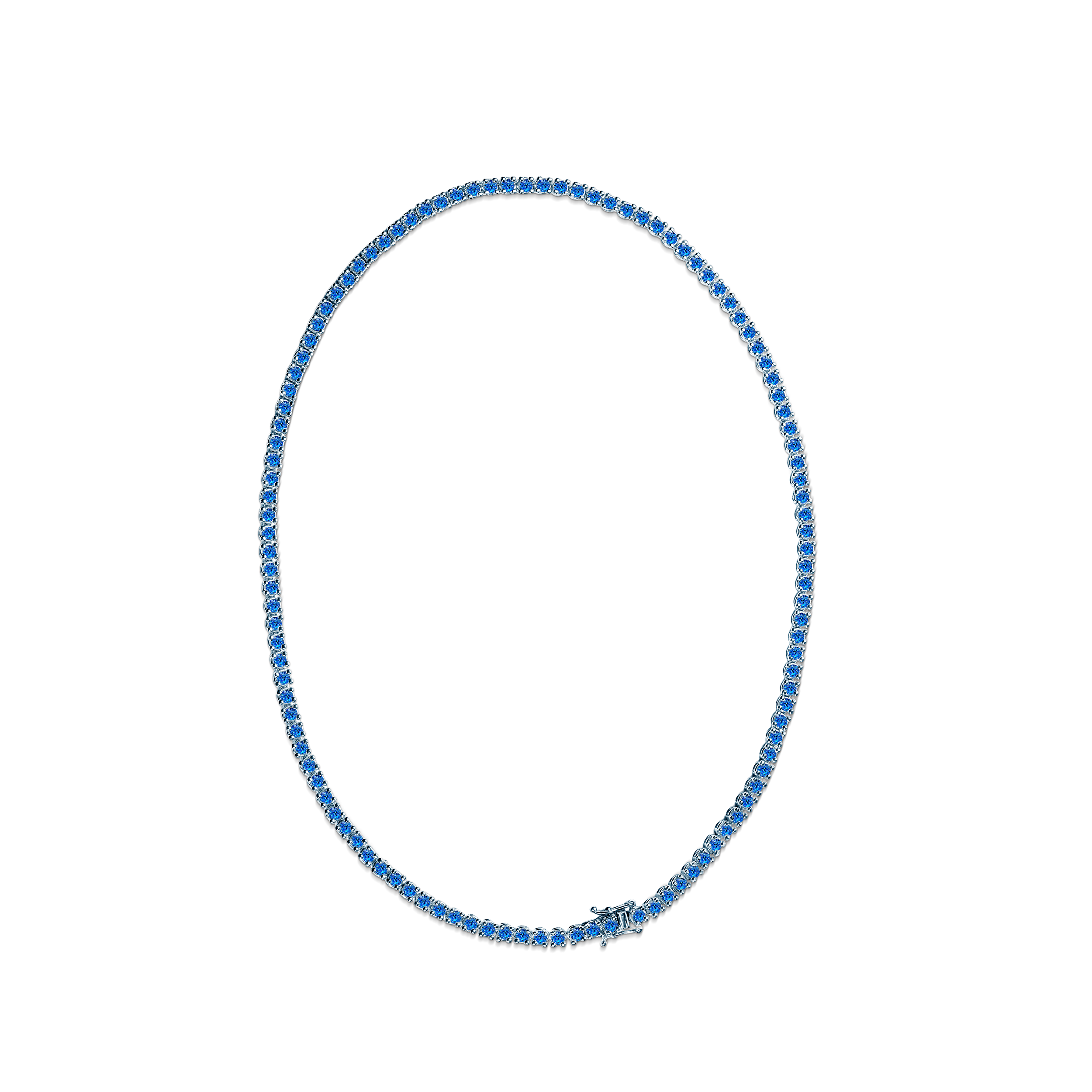 Tennis-Halskette Luminy 3,8 mm: Weißgold, blaue Saphire