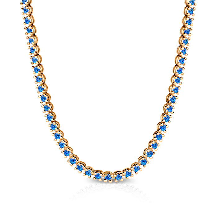 Tenisový náhrdelník Luminy 3,8 mm: zlato, modré zafíry