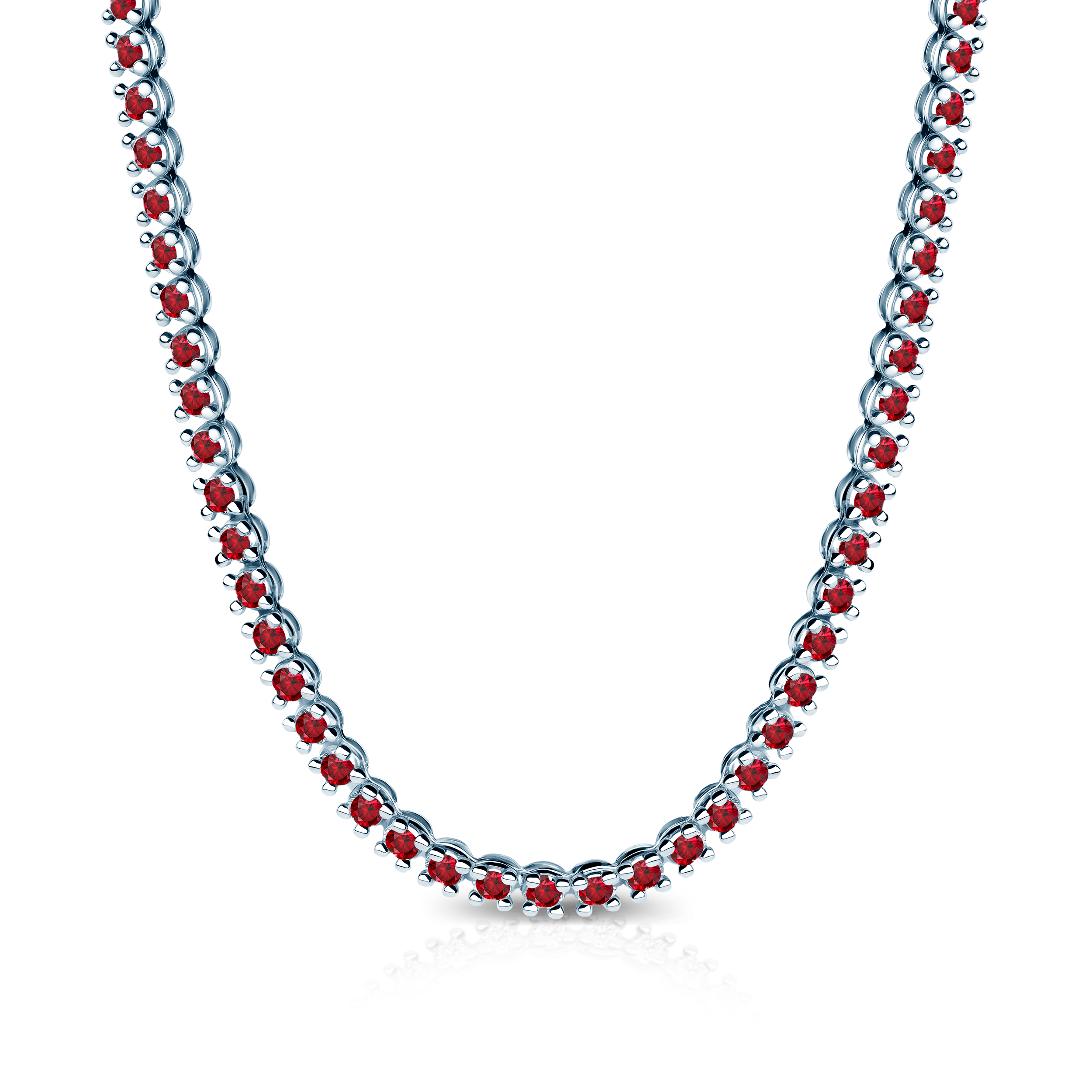Tenisový náhrdelník Luminy 3,8 mm: biele zlato, rubíny