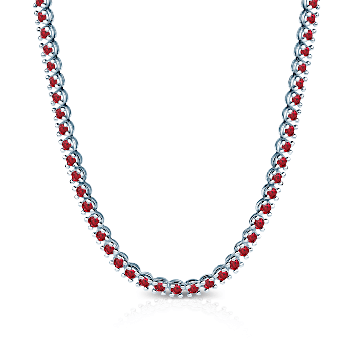 Naszyjnik tenisowy Luminy 3,8mm: białe złoto, rubiny