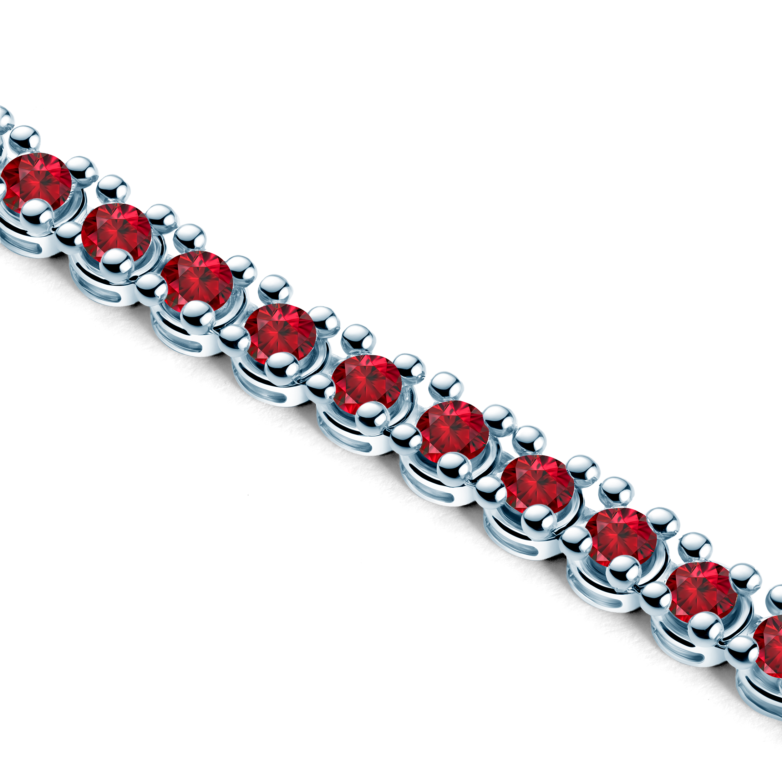 Tennis-Halskette Luminy 3,8 mm: Weißgold, Rubine