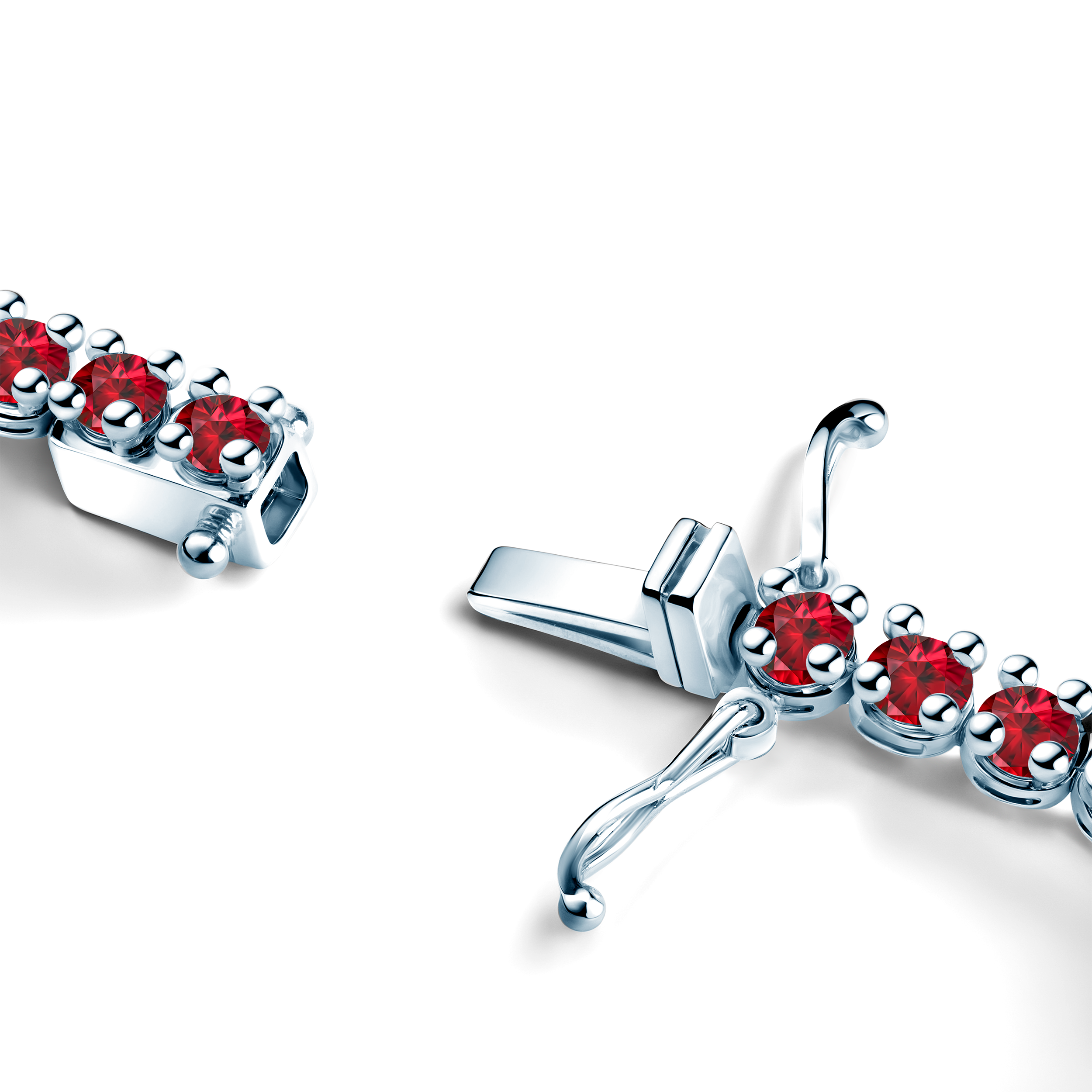 Tennis-Halskette Luminy 3,8 mm: Weißgold, Rubine